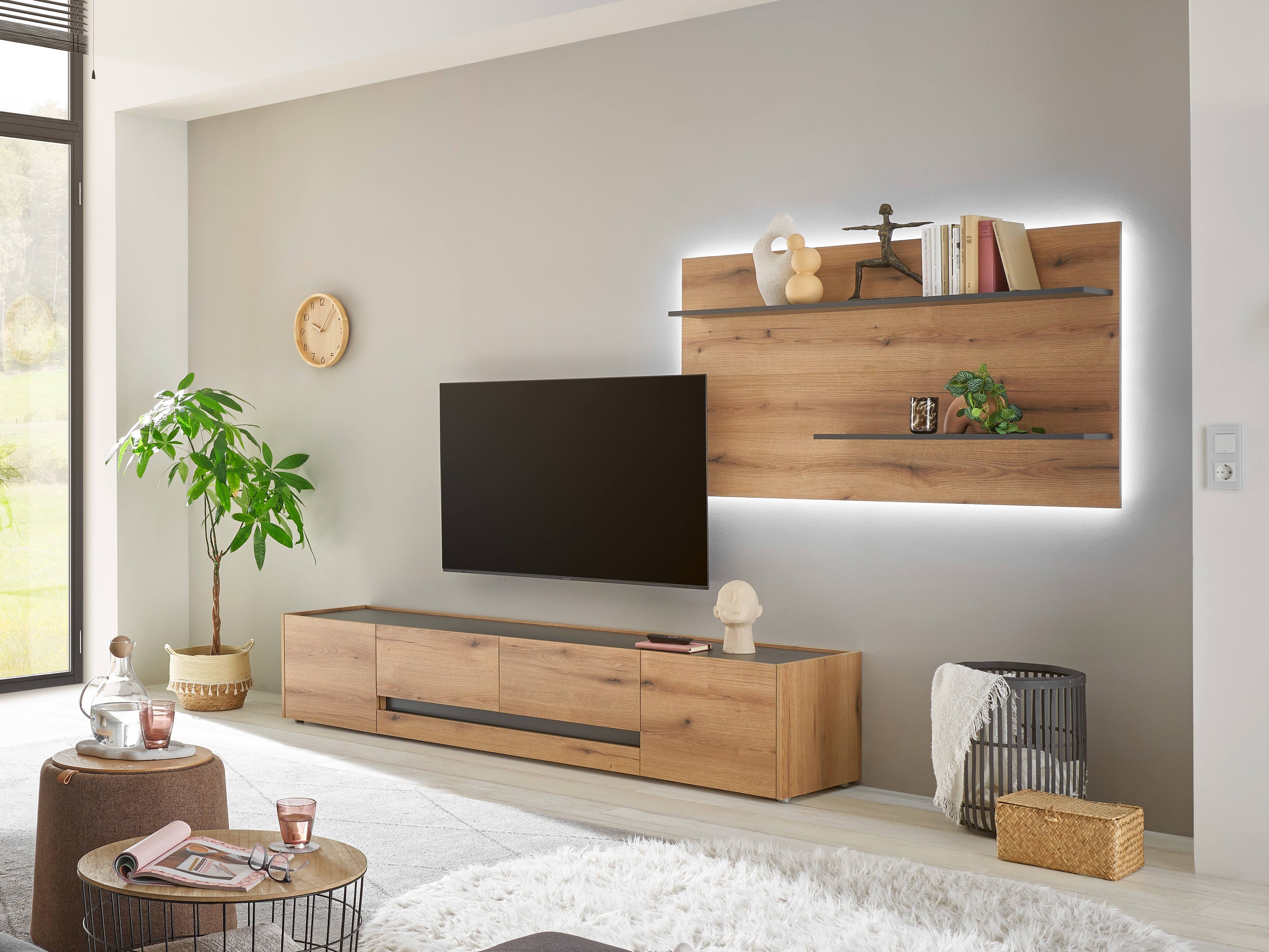 Conjunto para sala de estar Elbsori 124 (Carvalho + Antracite)