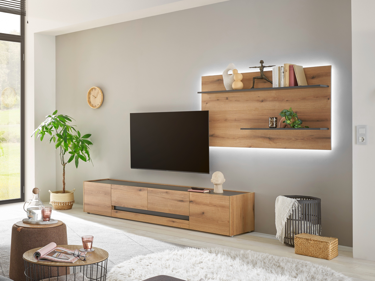 Conjunto para sala de estar Elbsori 124 (Carvalho + Antracite)