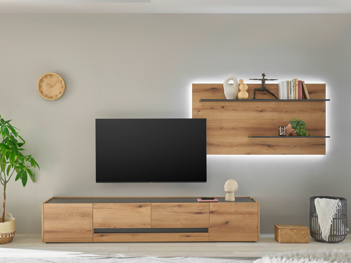 Conjunto para sala de estar Elbsori 124 (Carvalho + Antracite)