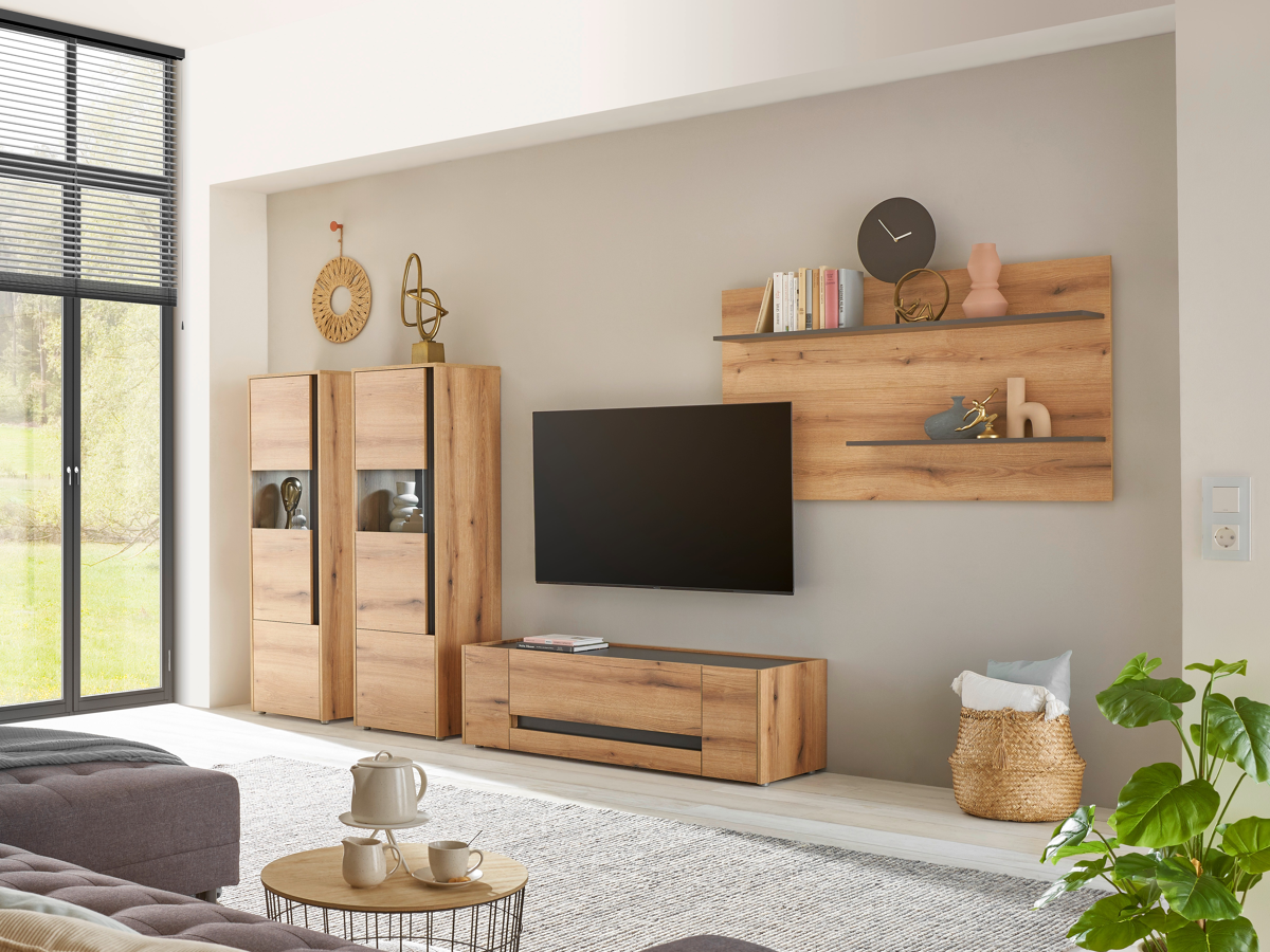 Conjunto para sala de estar Elbsori 128 (Carvalho + Antracite)