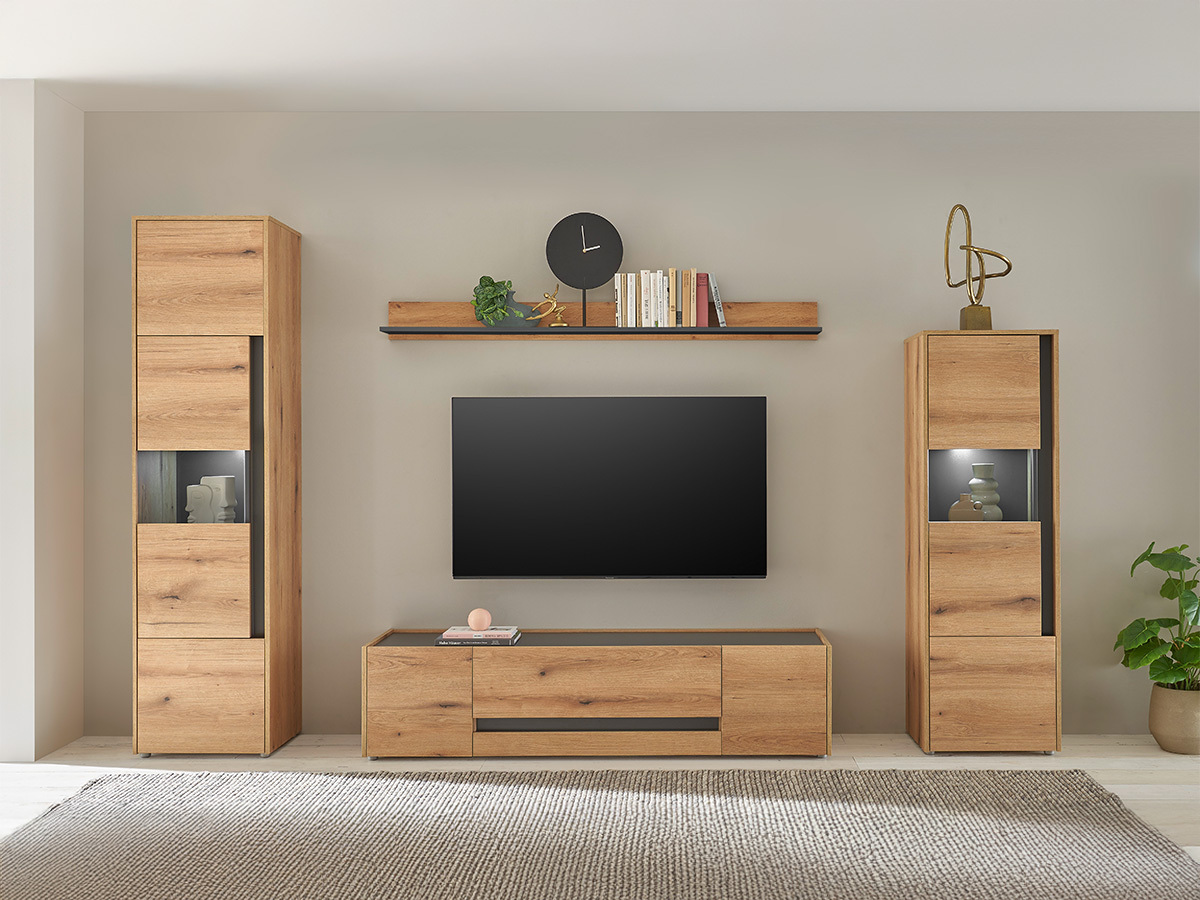 Conjunto para sala de estar Elbsori 130 (Carvalho + Antracite)