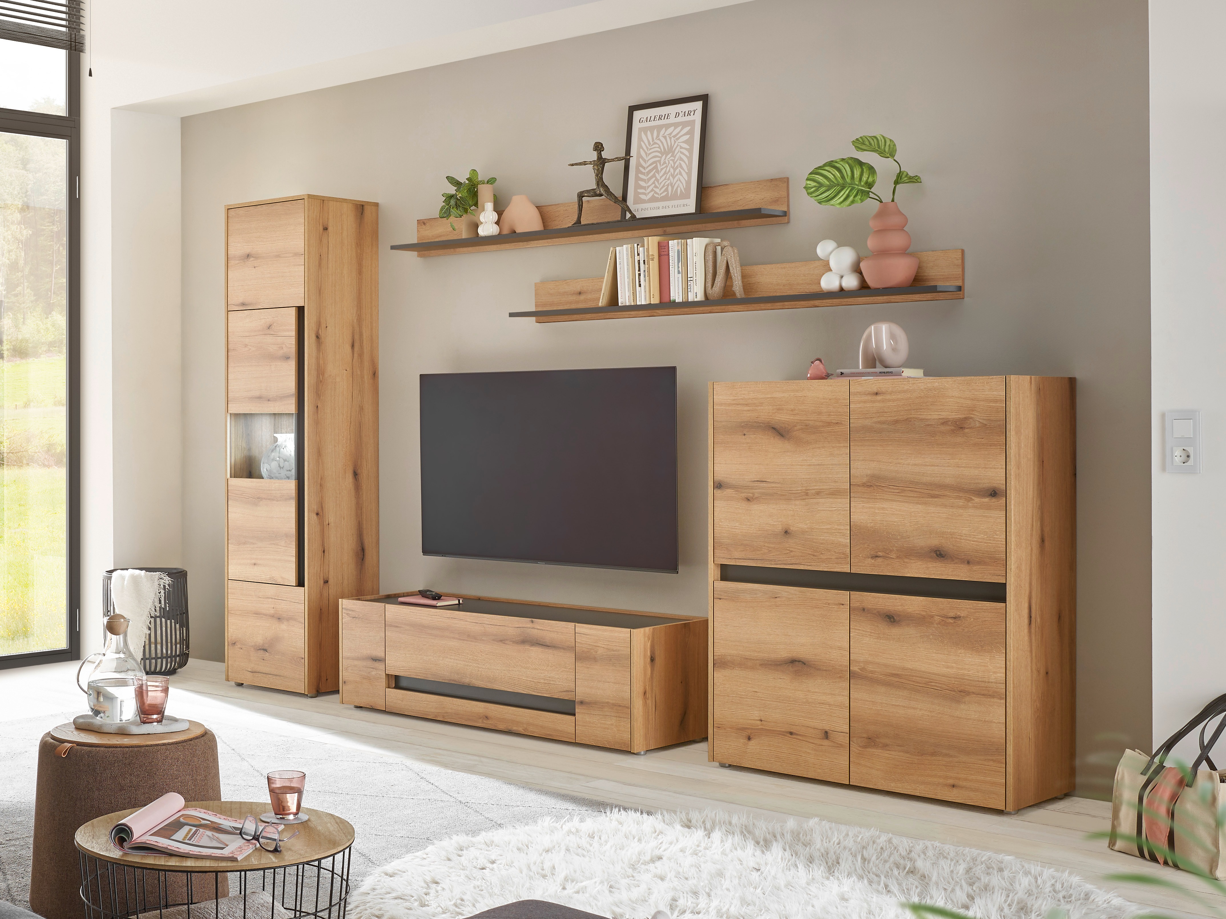 Conjunto para sala de estar Elbsori 131 (Carvalho + Antracite)