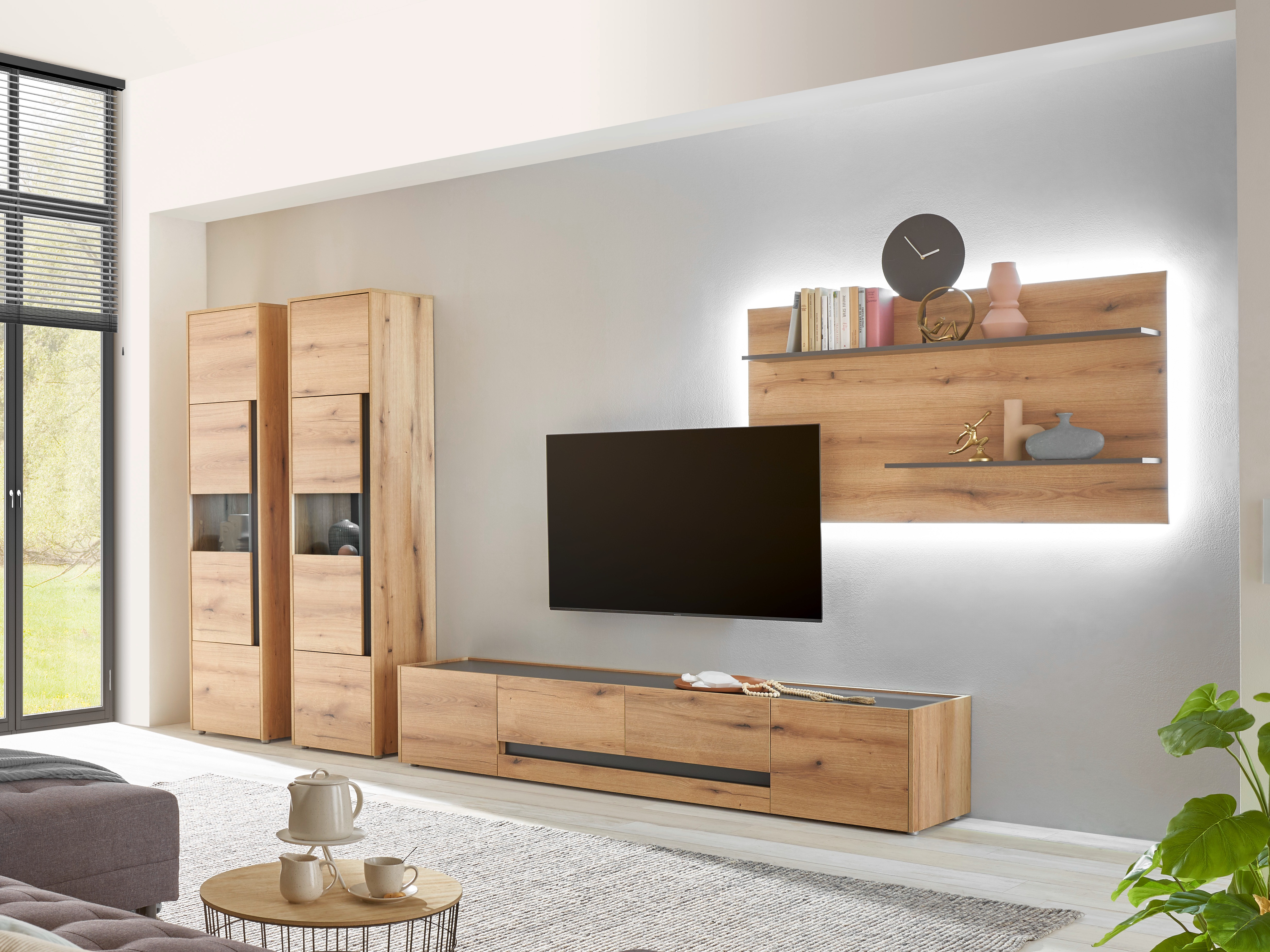 Conjunto para sala de estar Elbsori 132 (Carvalho + Antracite)