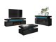 Conjunto para sala de estar Monfero 106 (Preto + Preto brilhante)