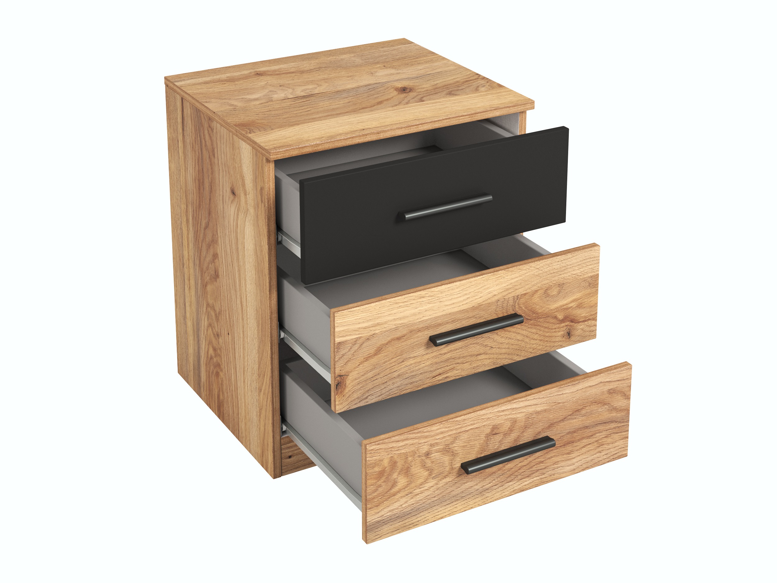 Mesa de cabeceira Melvele 100 (Carvalho + Preto)