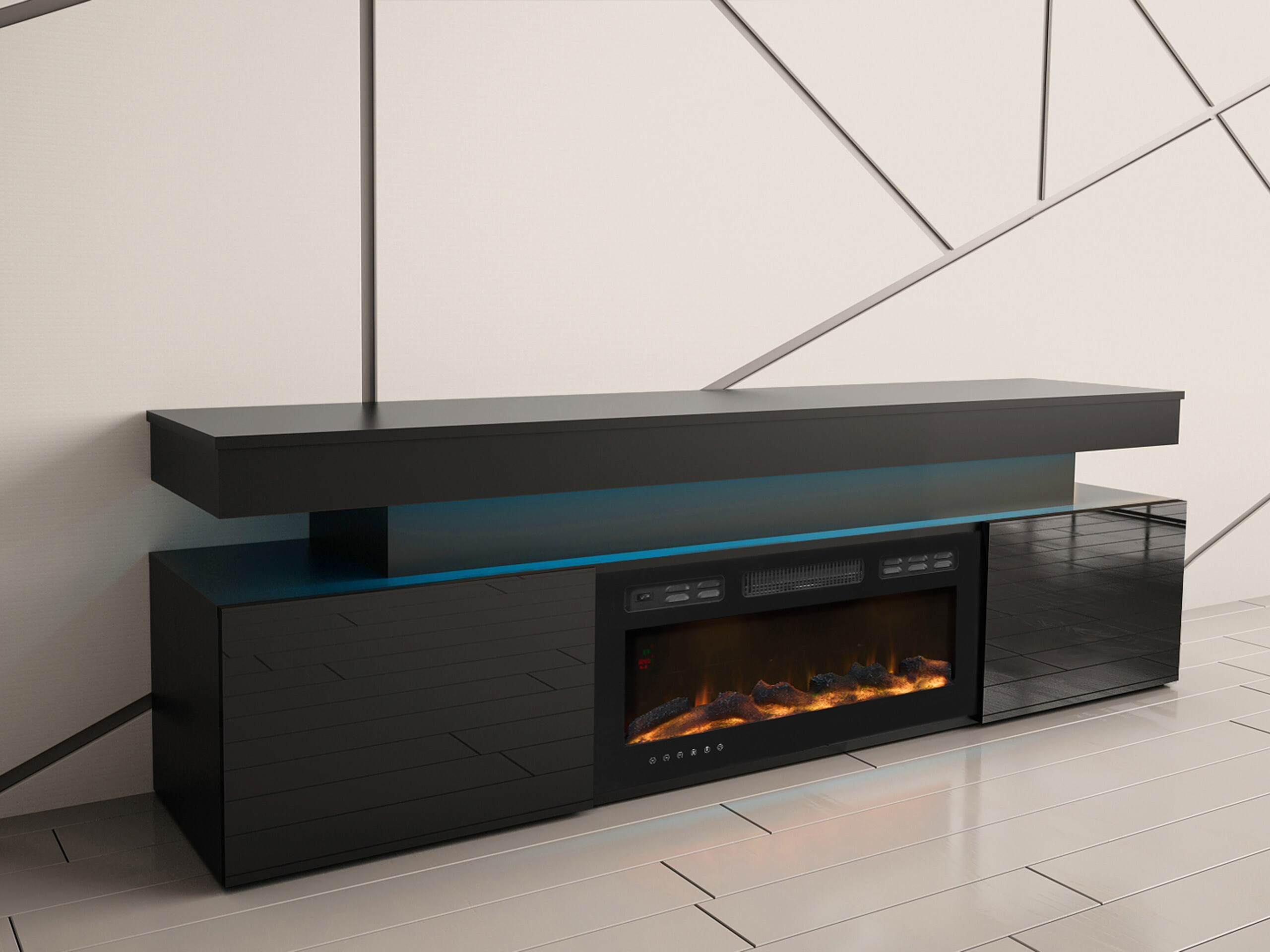 Móvel de TV Monfero 104 (Preto + Preto brilhante)