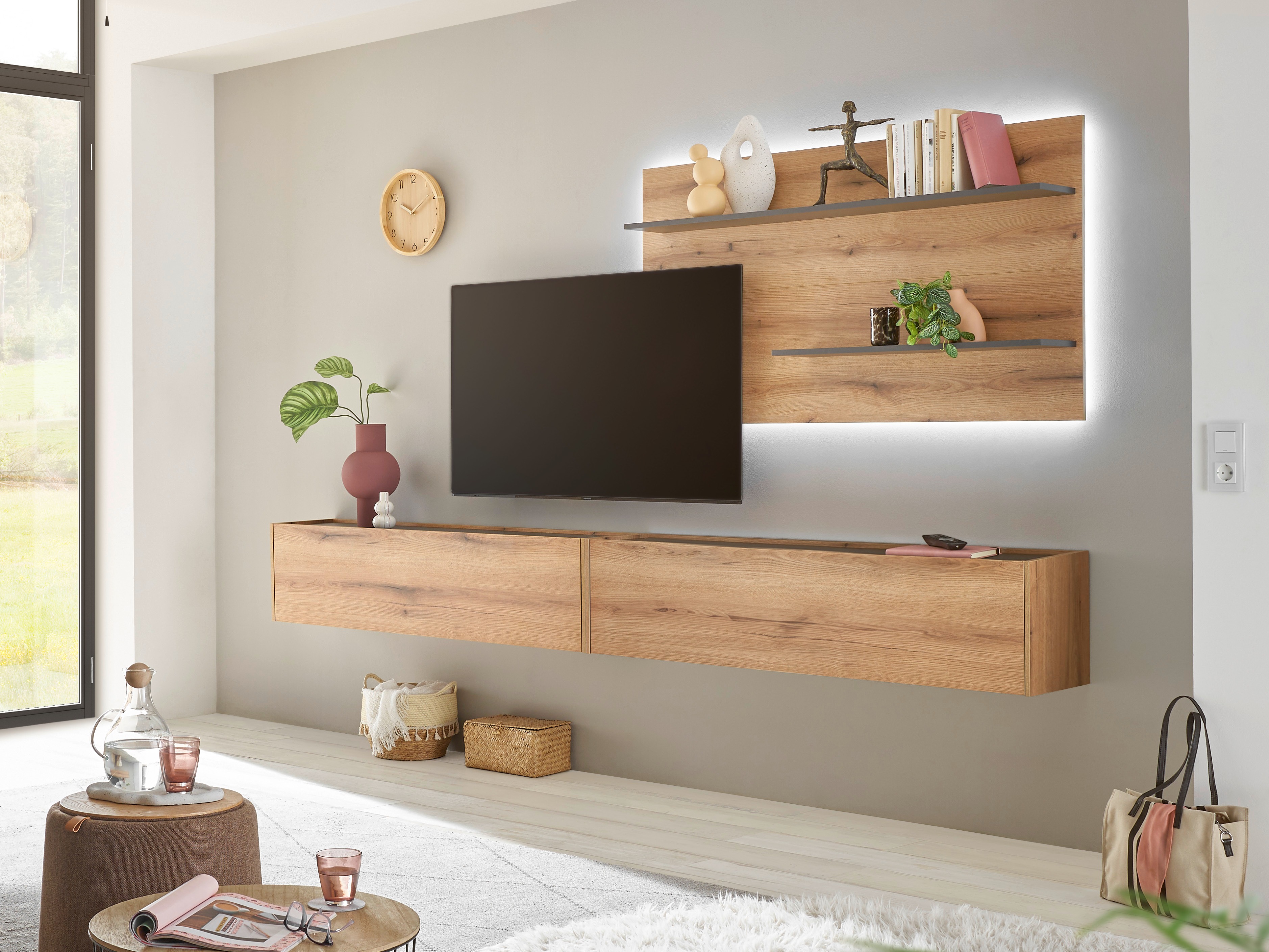 Conjunto para sala de estar Elbsori 120 (Carvalho + Caxemira)