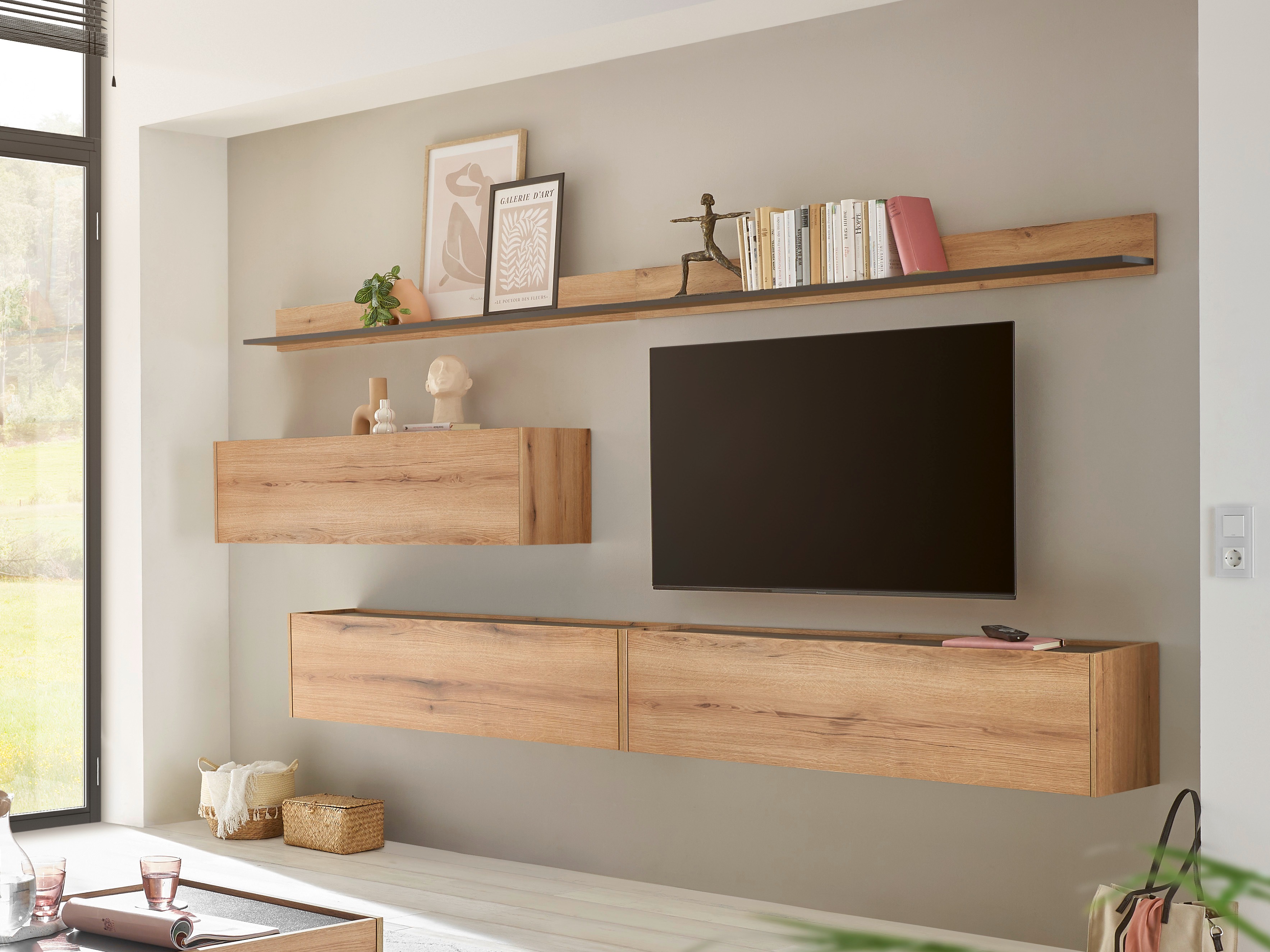 Conjunto para sala de estar Elbsori 142 (Carvalho + Antracite)