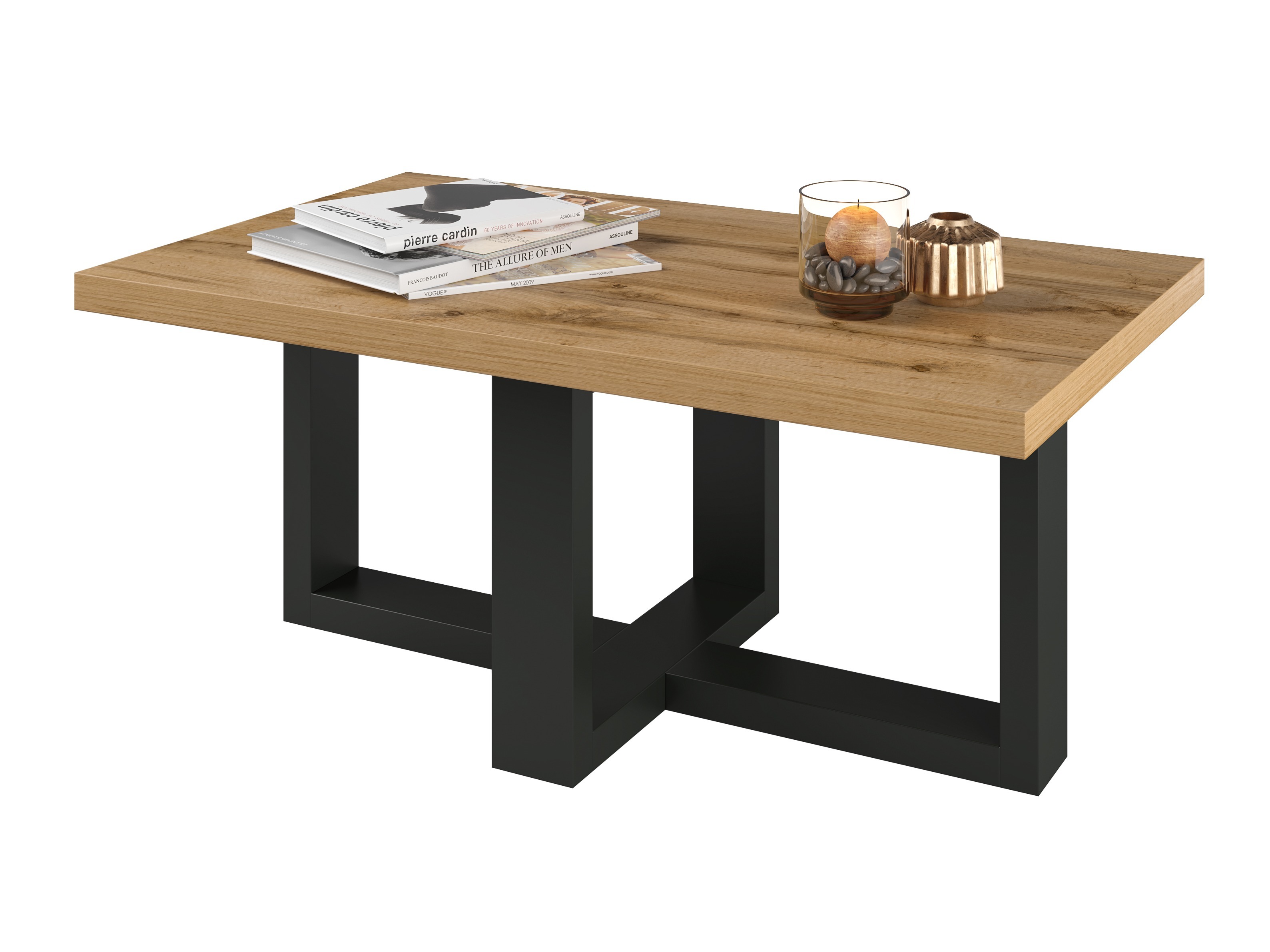 Mesa de centro Austin 317 (Preto + Carvalho wotan)