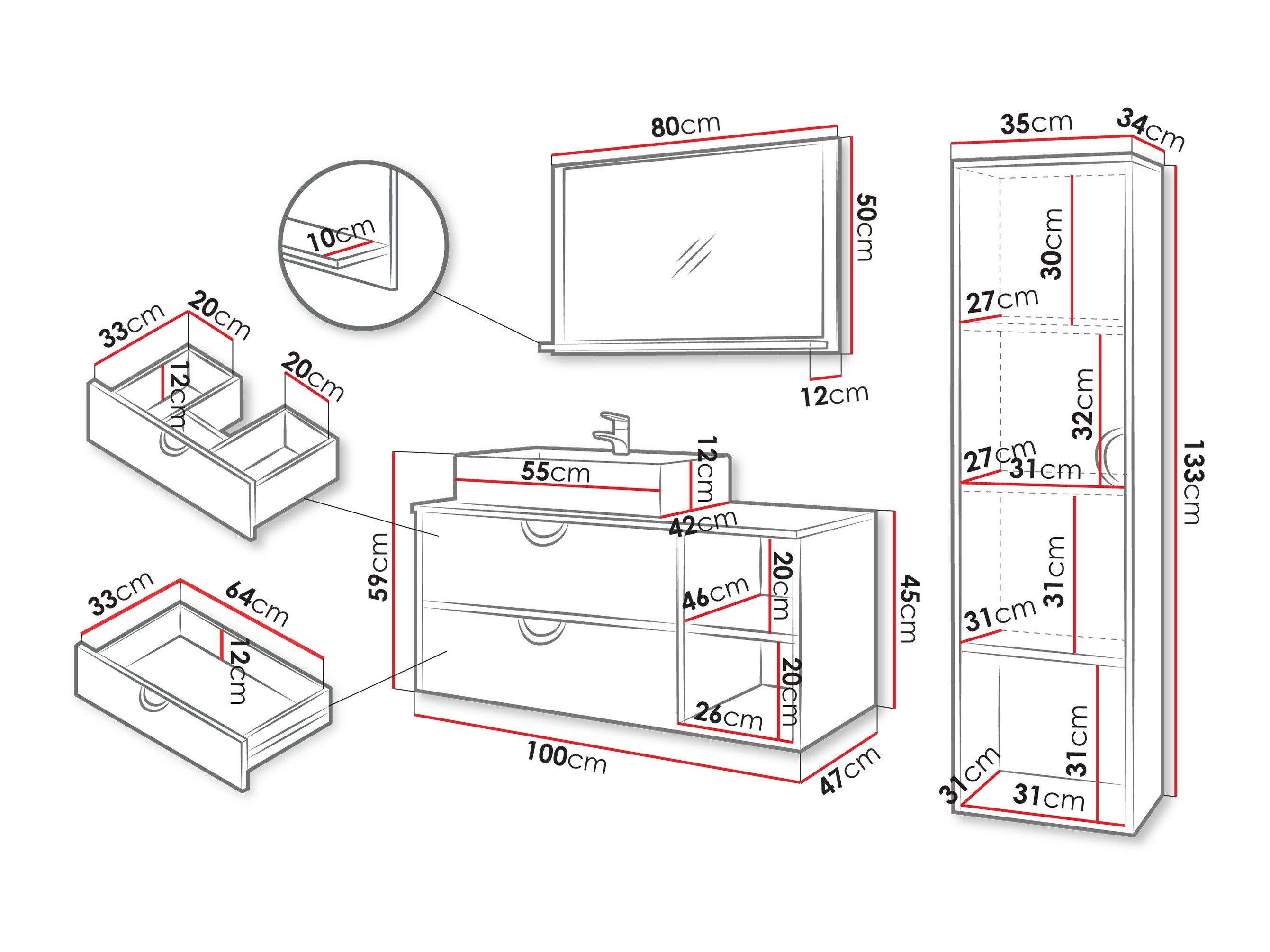 Conjunto para casa de banho Providence 196 (Preto)