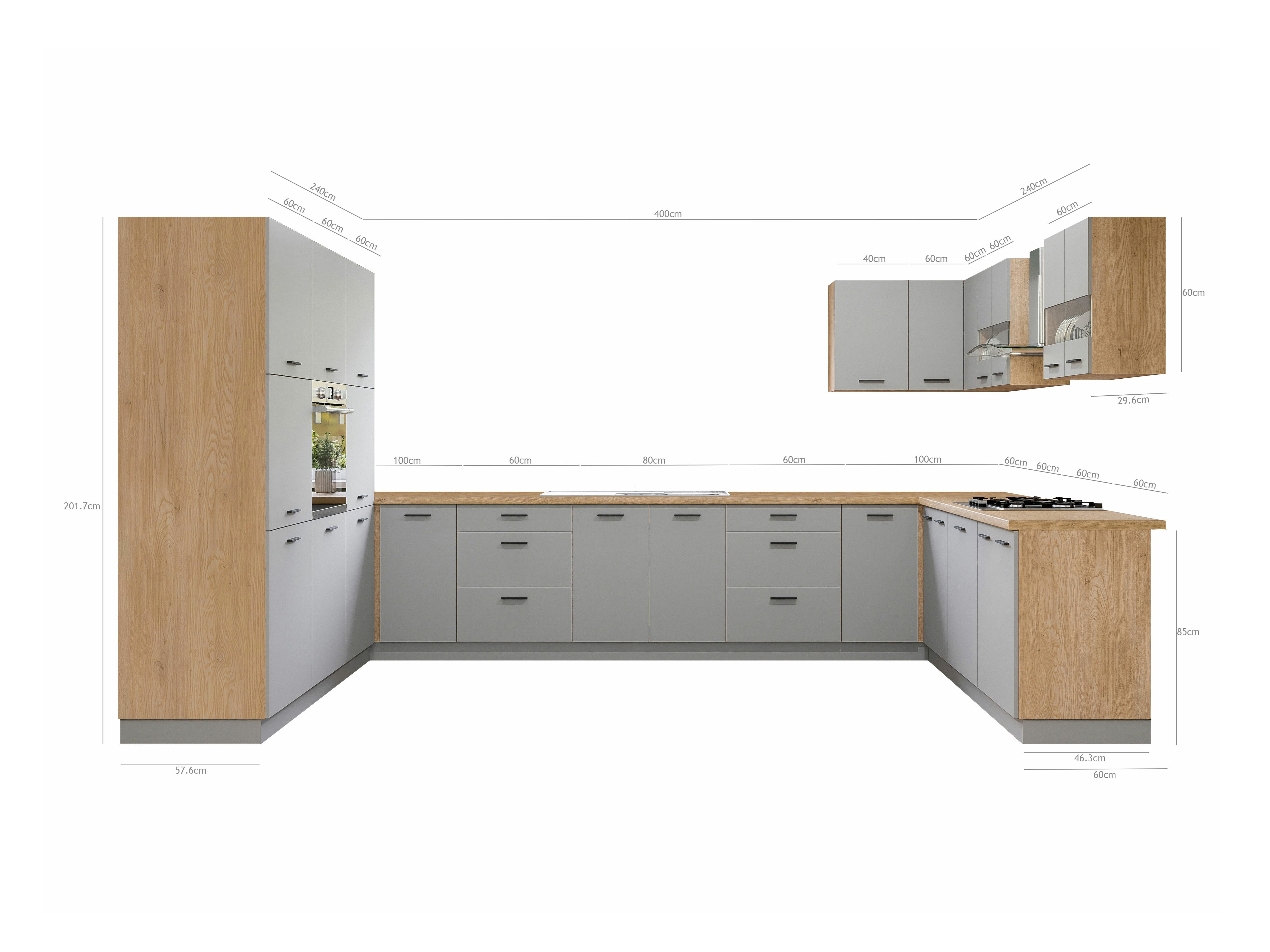 Conjunto de cozinha modular Ati Grey 132
