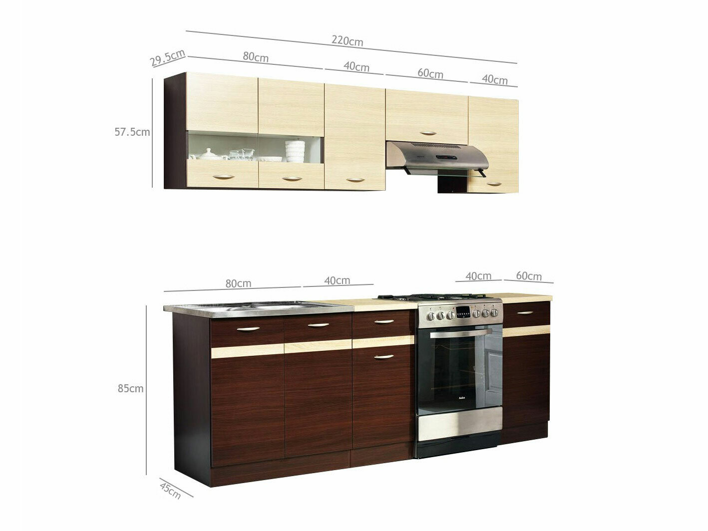 Conjunto de cozinha modular Eli Dark 111