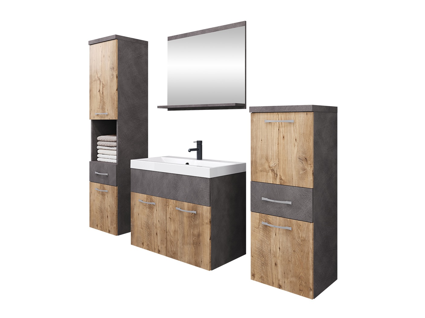 Conjunto para casa de banho Sarasota 109 (Matera cinzento + Castanha)