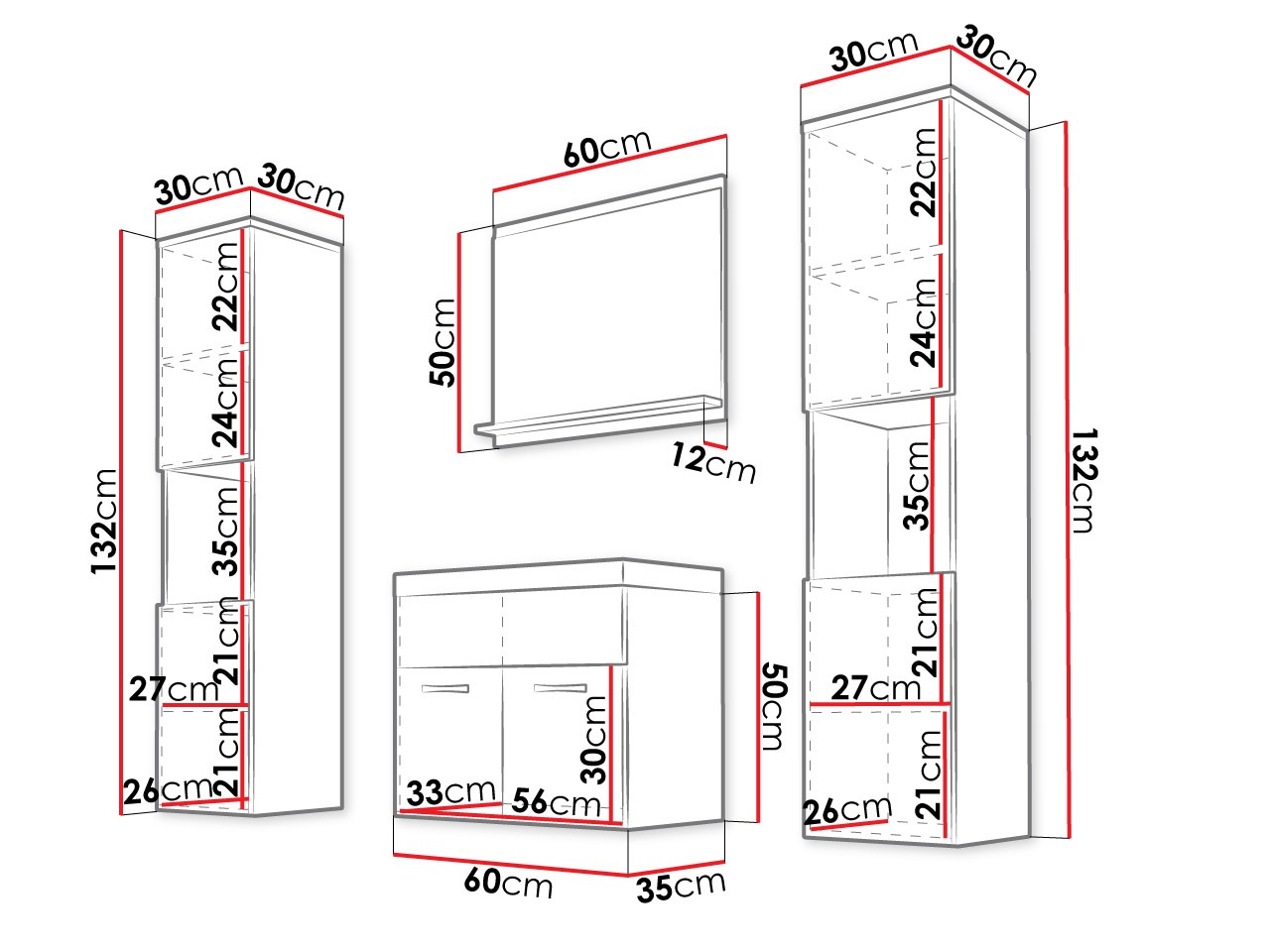 Conjunto para casa de banho Sarasota 123 (Grafite)