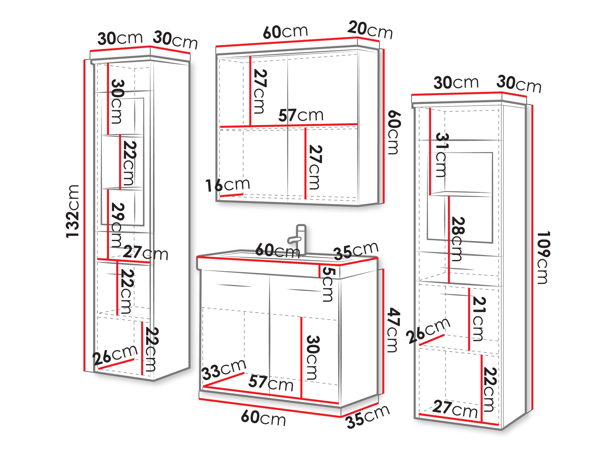 Conjunto para casa de banho Sarasota 140 (Caxemira)