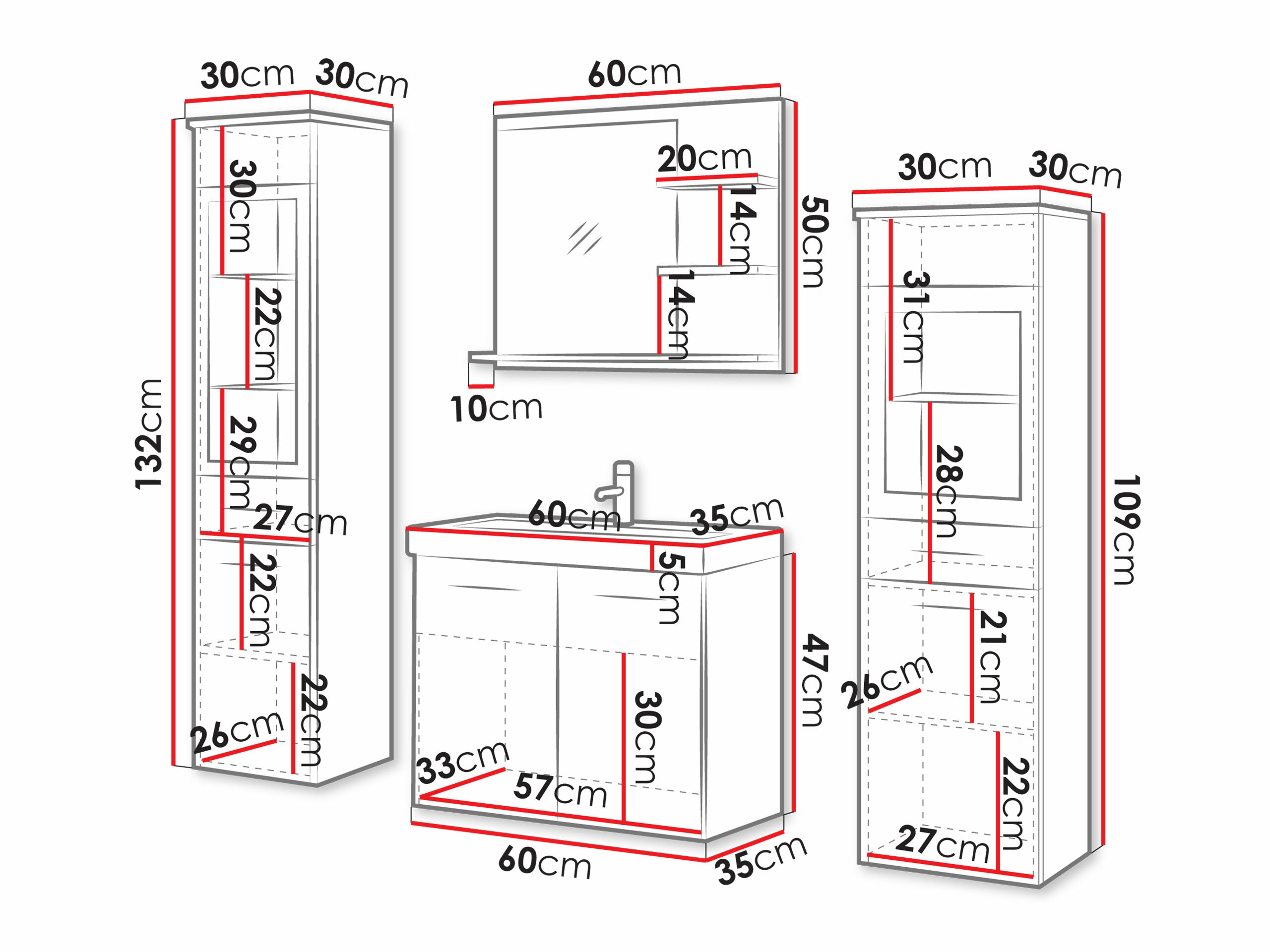 Conjunto para casa de banho Sarasota 141 (Matera cinzento)