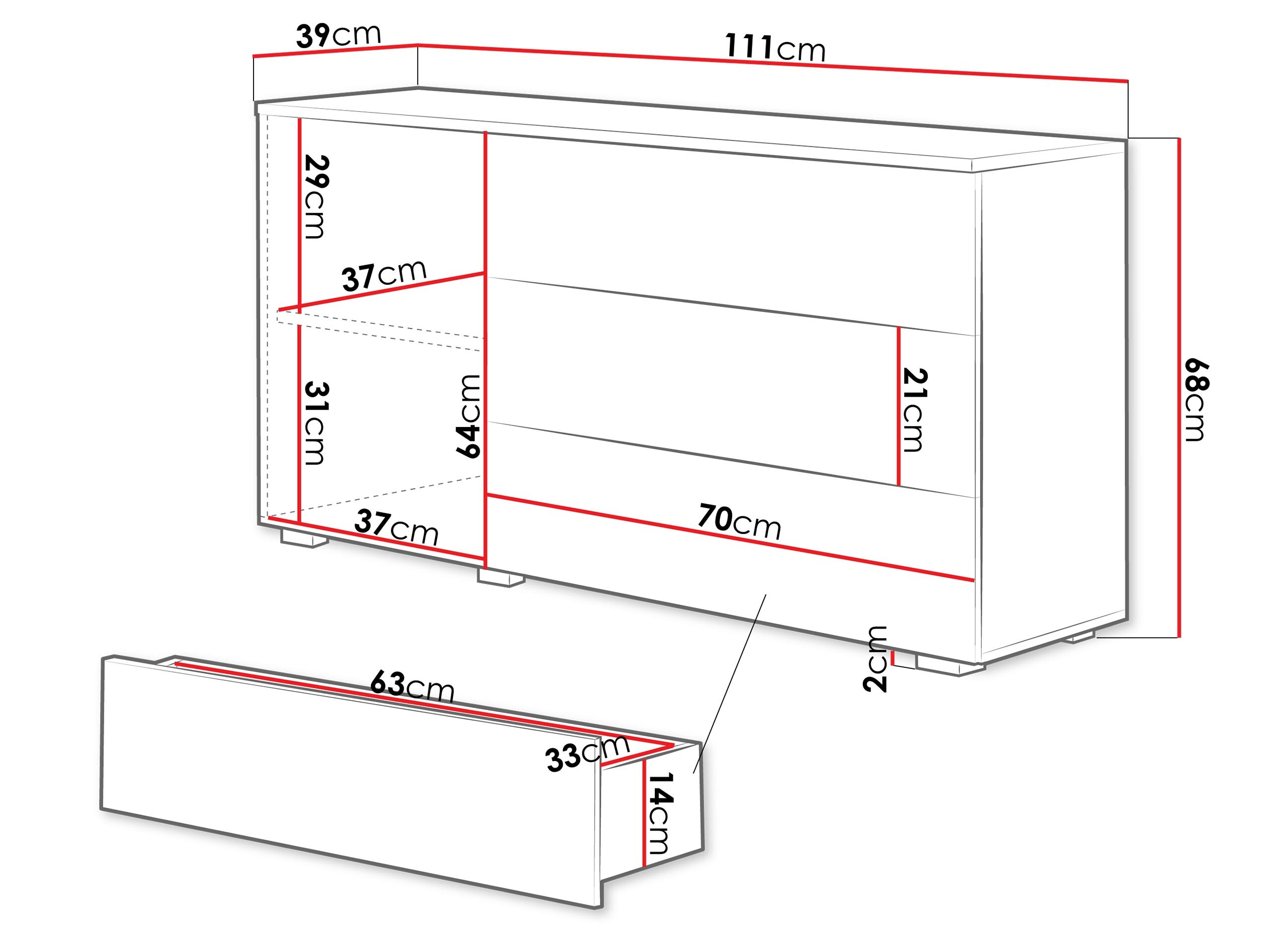 Cómoda Sarasota 128 (Matera cinzento + Castanha)