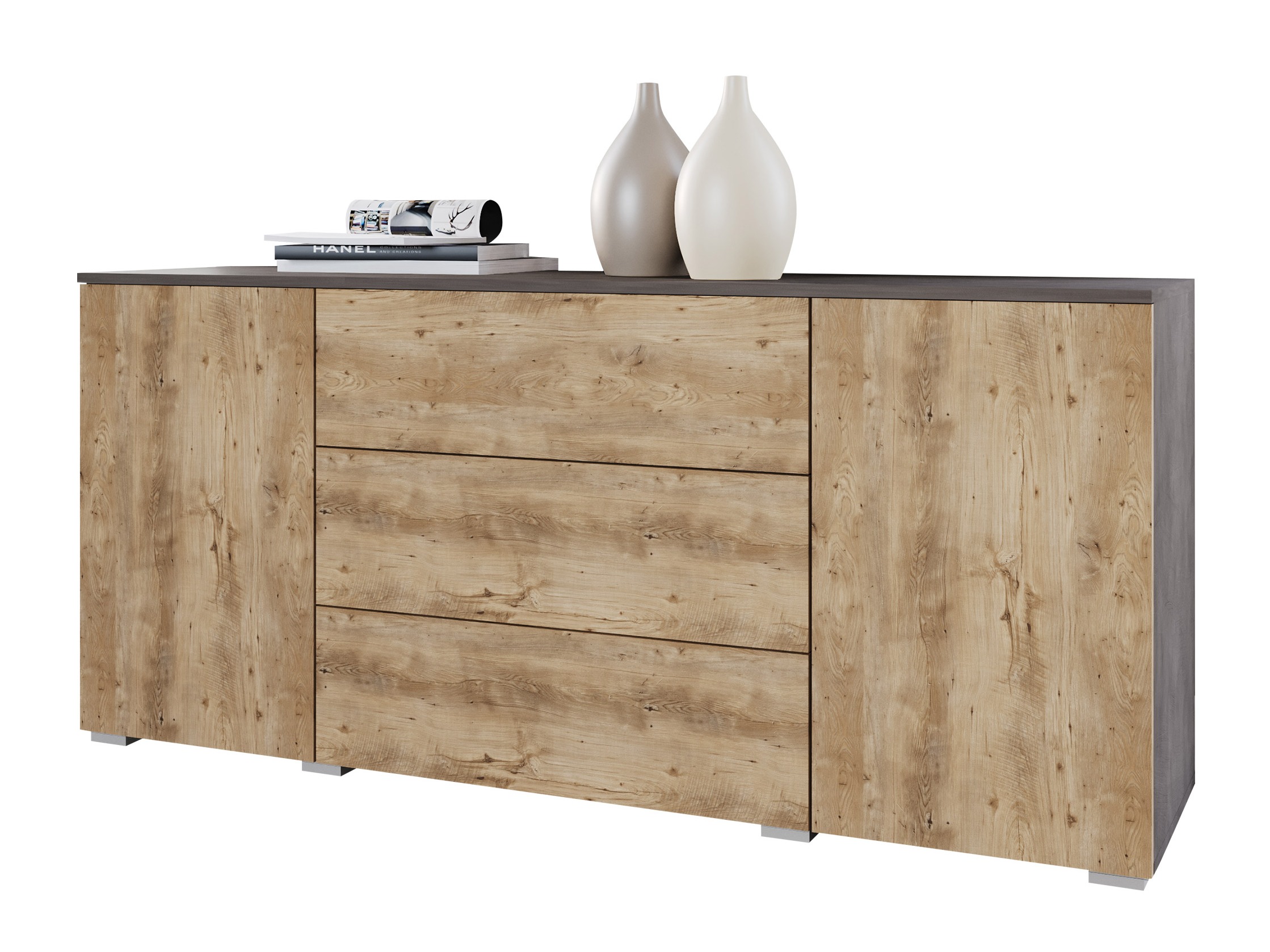 Cómoda Sarasota 129 (Matera cinzento + Castanha)