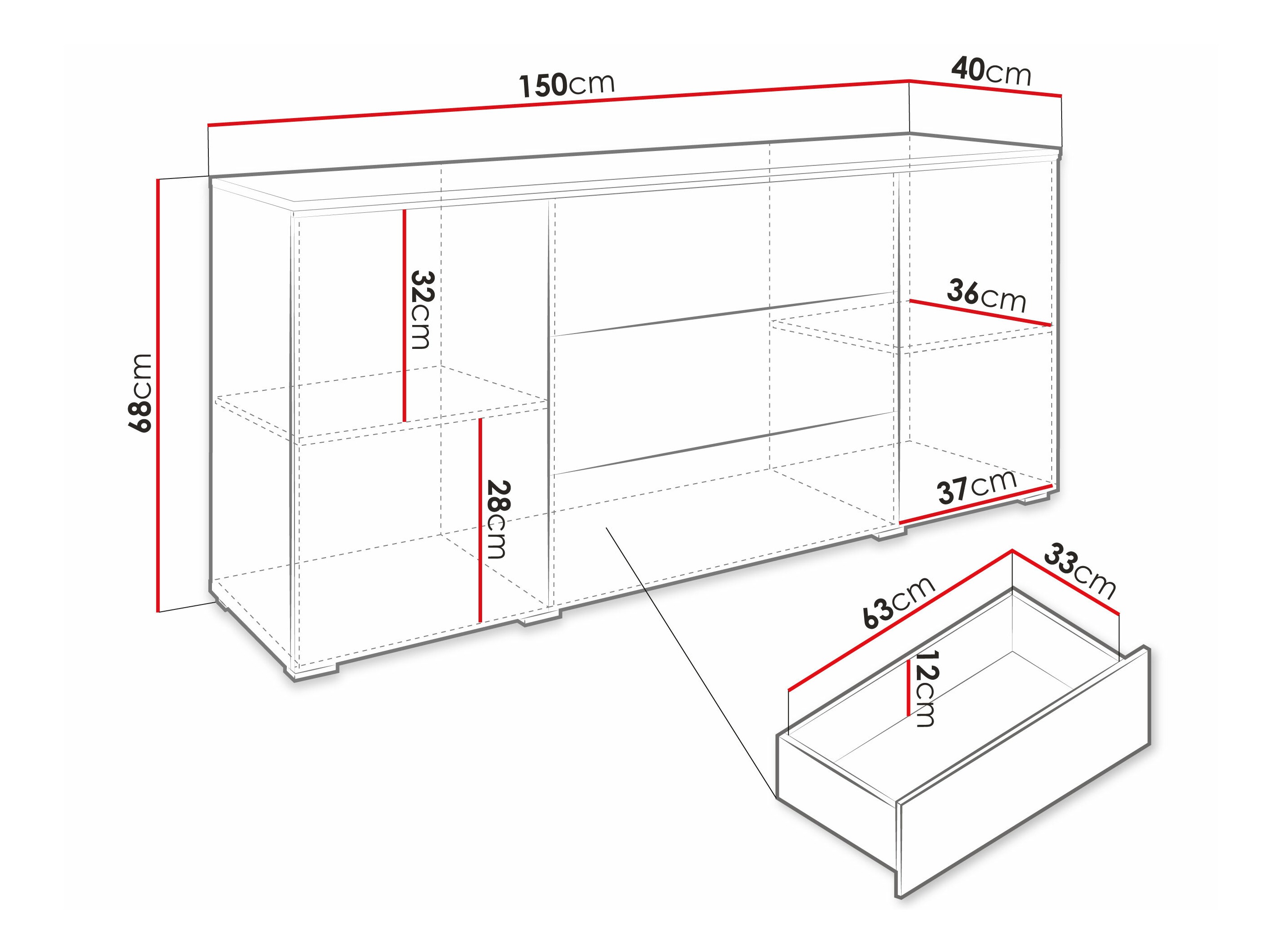 Cómoda Sarasota 142 (Cinzento)