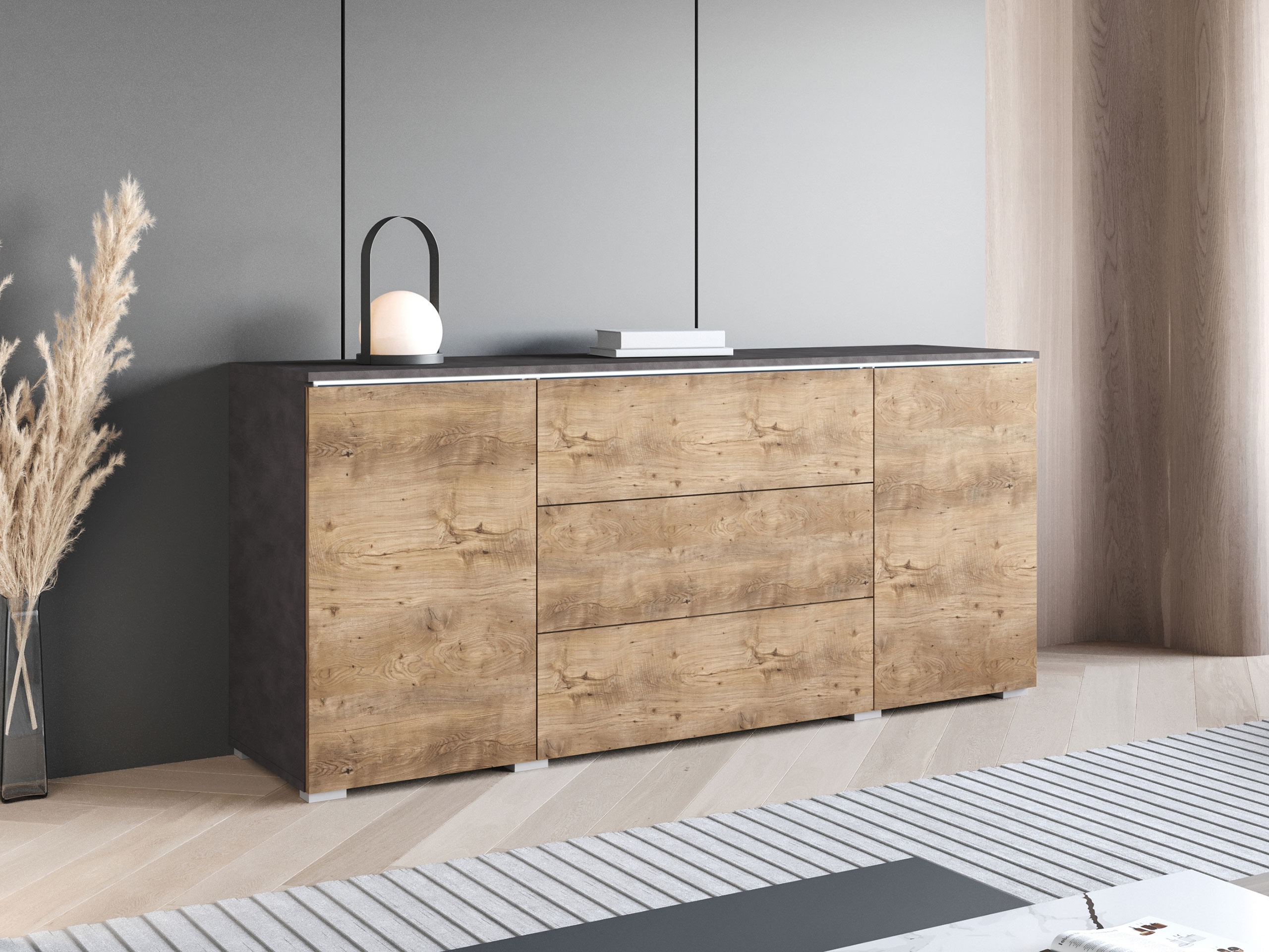 Cómoda Sarasota 142 (Matera cinzento + Castanha)