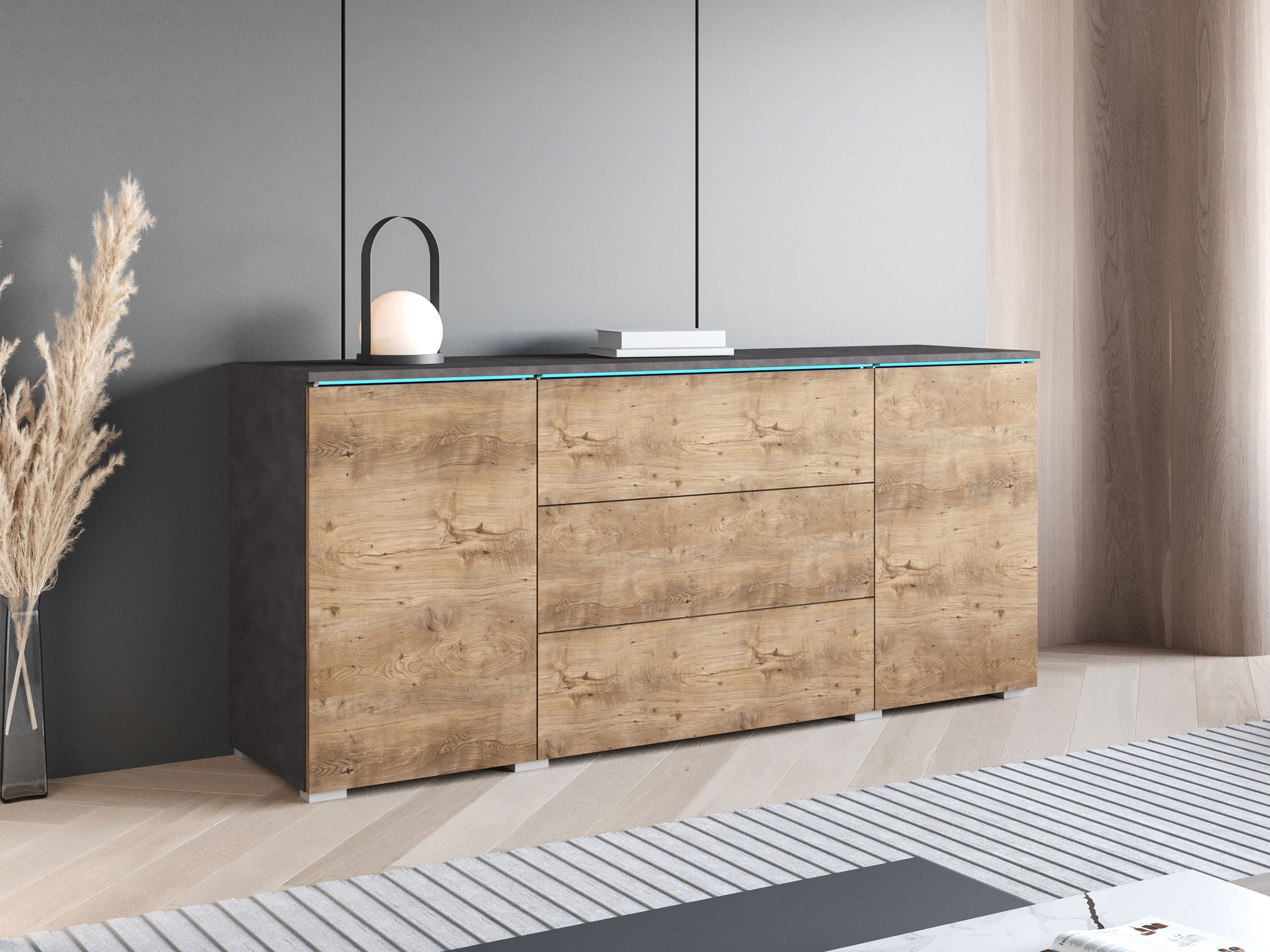 Cómoda Sarasota 142 (Matera cinzento + Castanha)