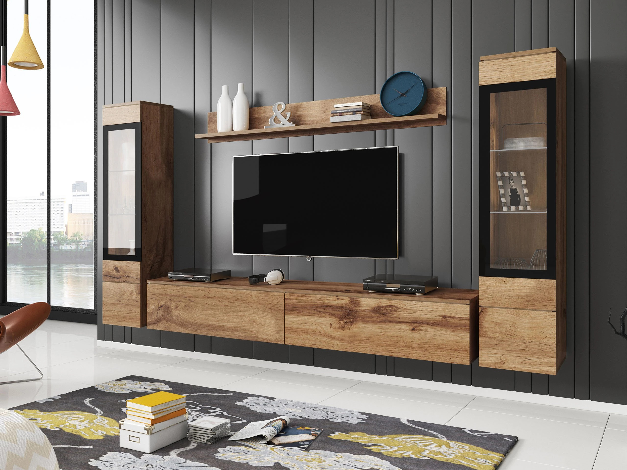 Conjunto para sala de estar Sarasota 126 (Carvalho wotan)