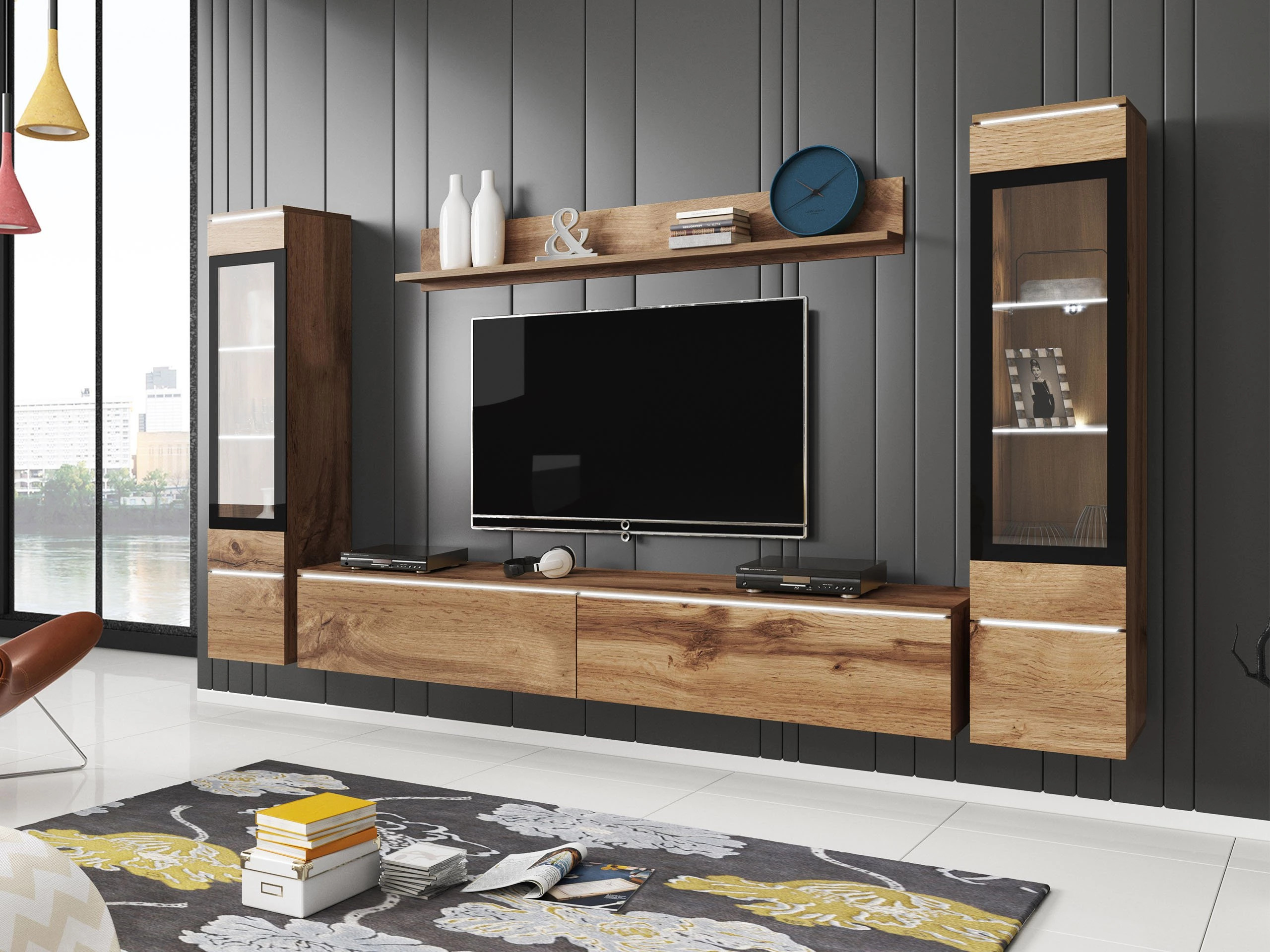 Conjunto para sala de estar Sarasota 126 (Carvalho wotan)