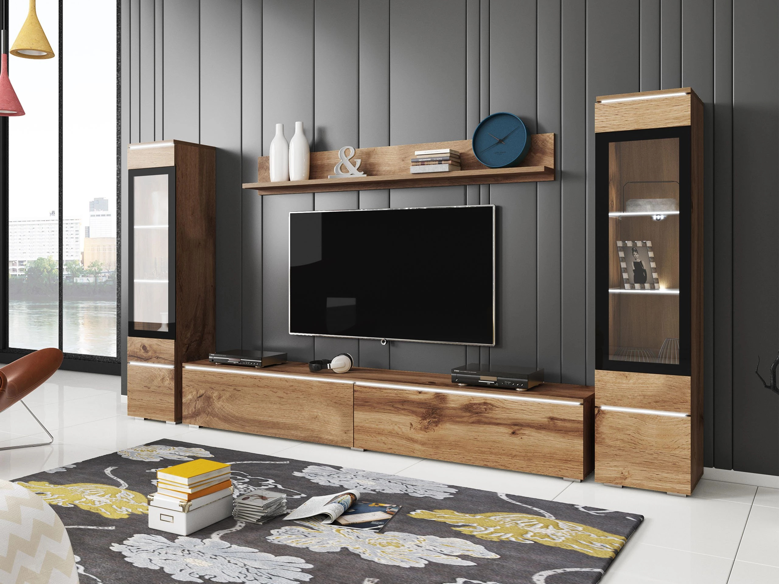 Conjunto para sala de estar Sarasota 126 (Carvalho wotan)