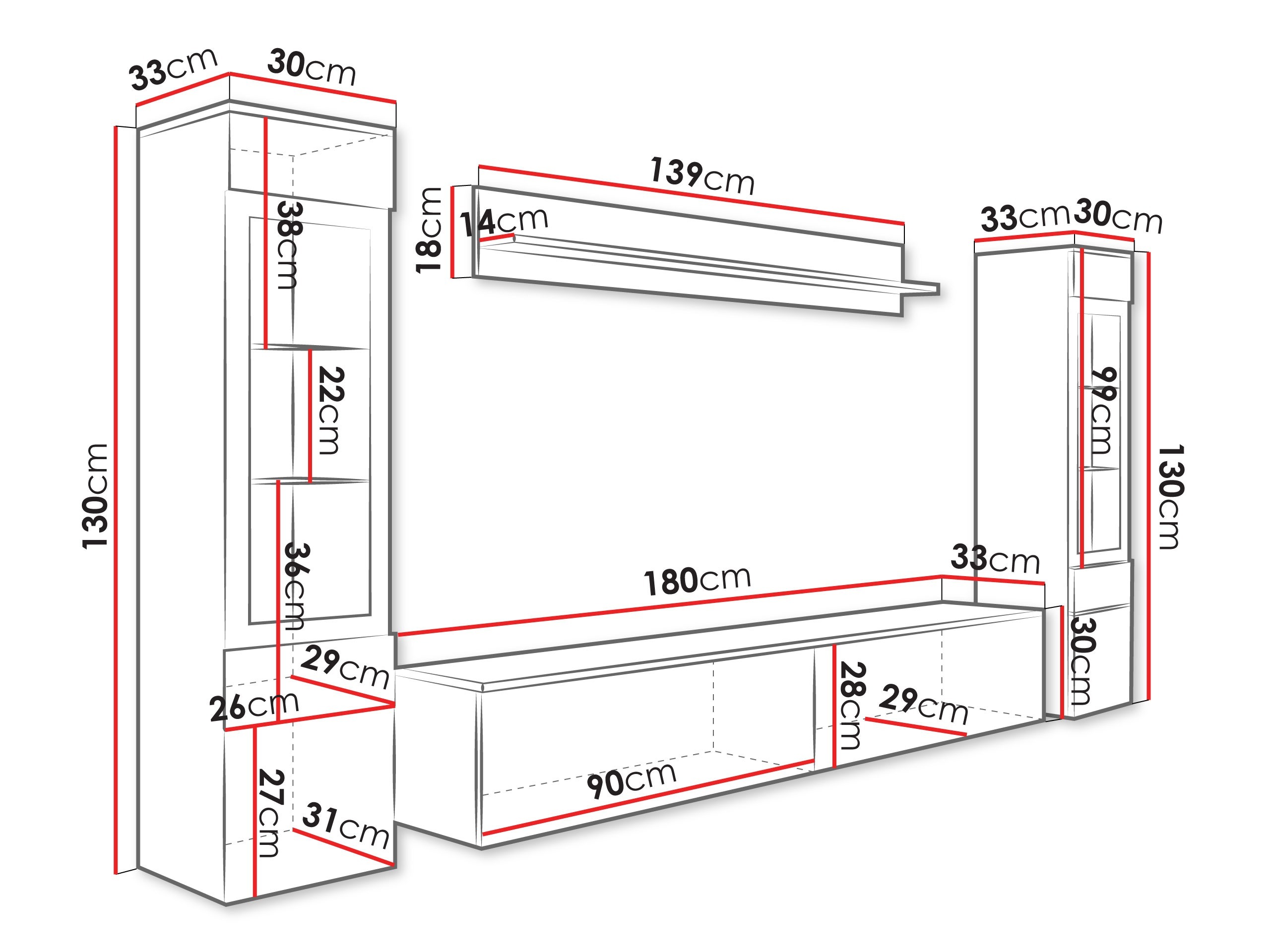 Conjunto para sala de estar Sarasota 126 (Cinzento)