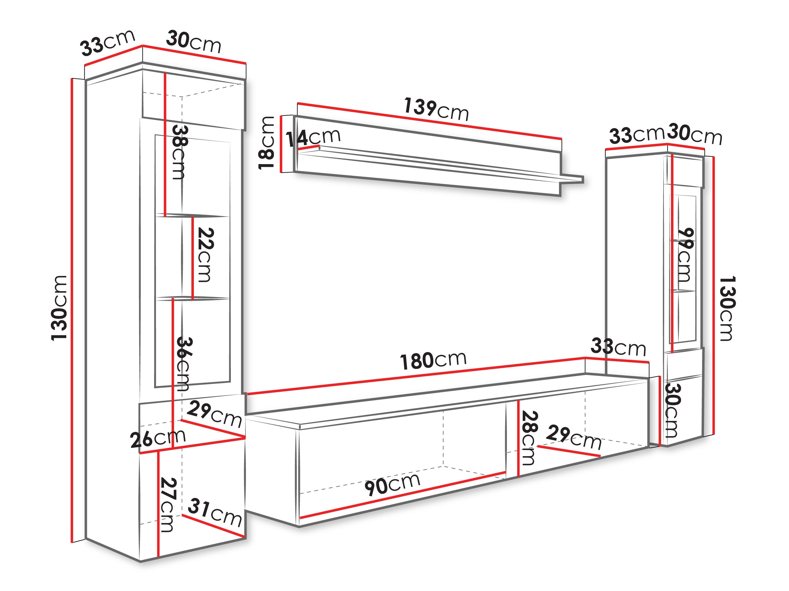 Conjunto para sala de estar Sarasota 126 (Cinzento)