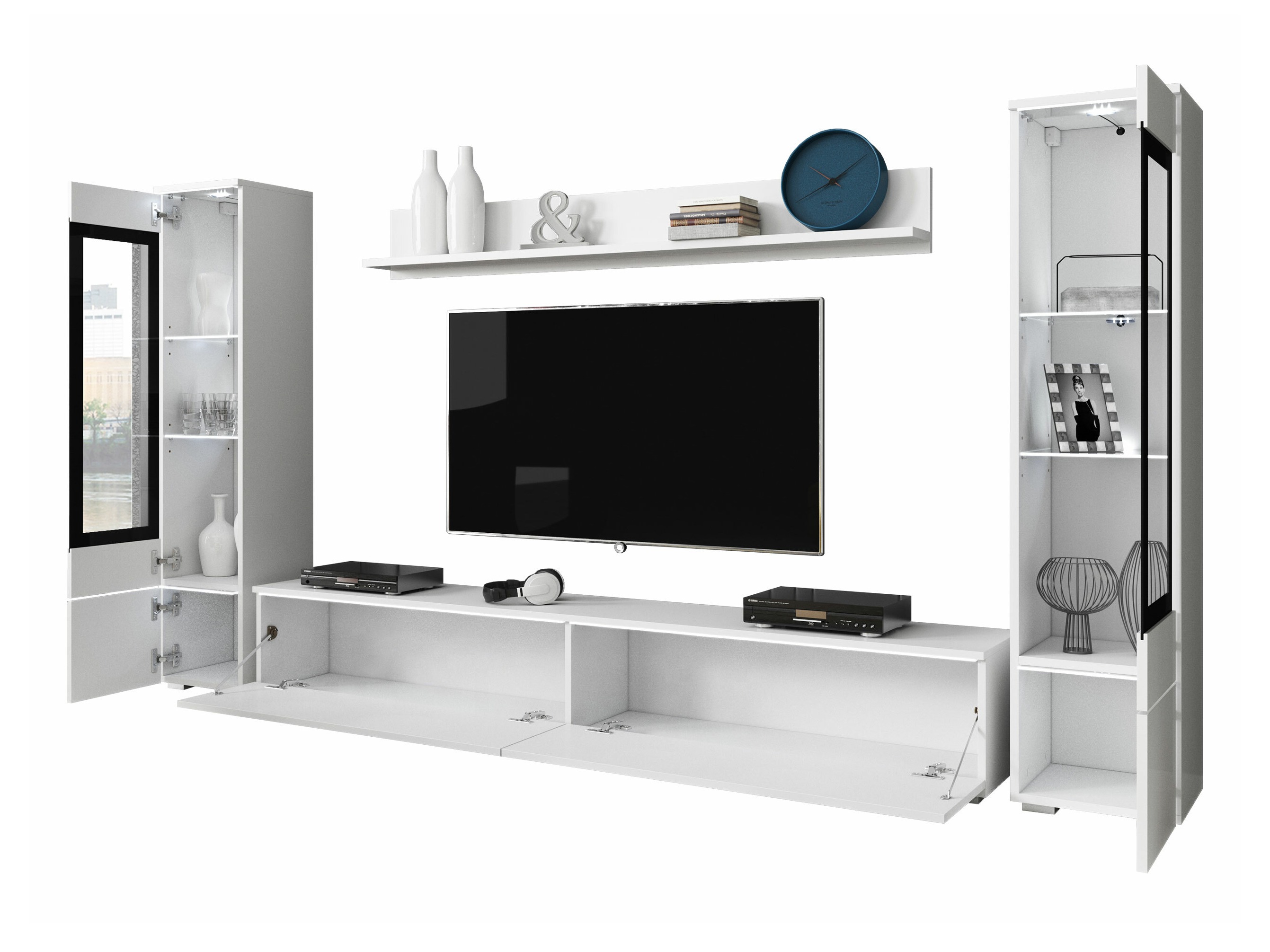 Conjunto para sala de estar Sarasota 126 (Matera cinzento + Branco brilhante)