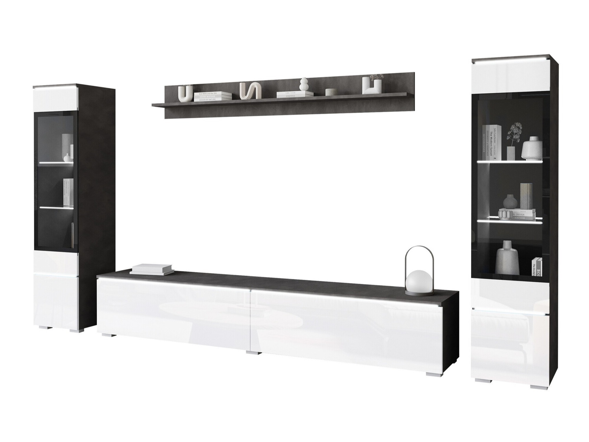 Conjunto para sala de estar Sarasota 126 (Matera cinzento + Branco brilhante)