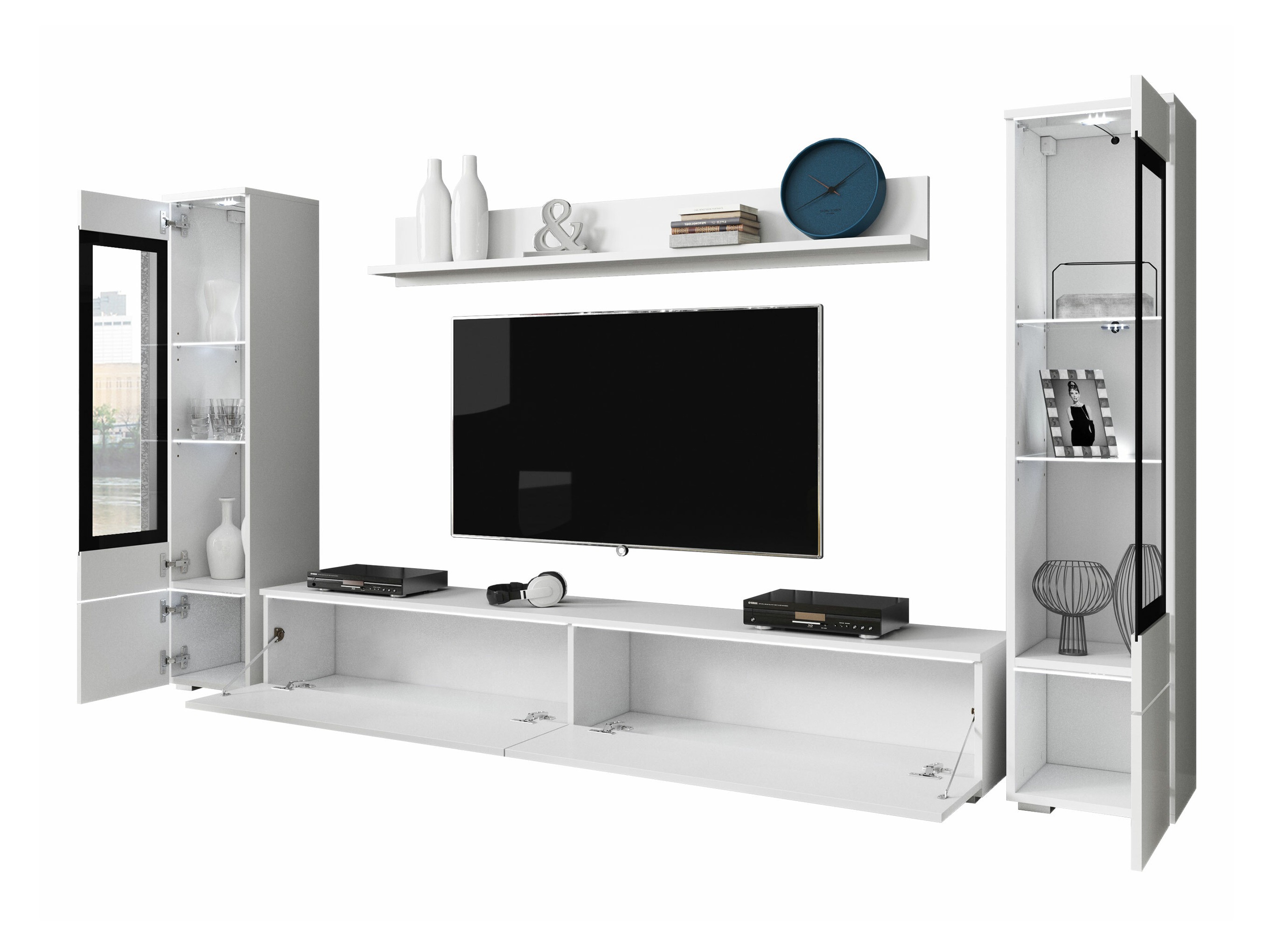 Conjunto para sala de estar Sarasota 126 (Matera cinzento + Branco brilhante)