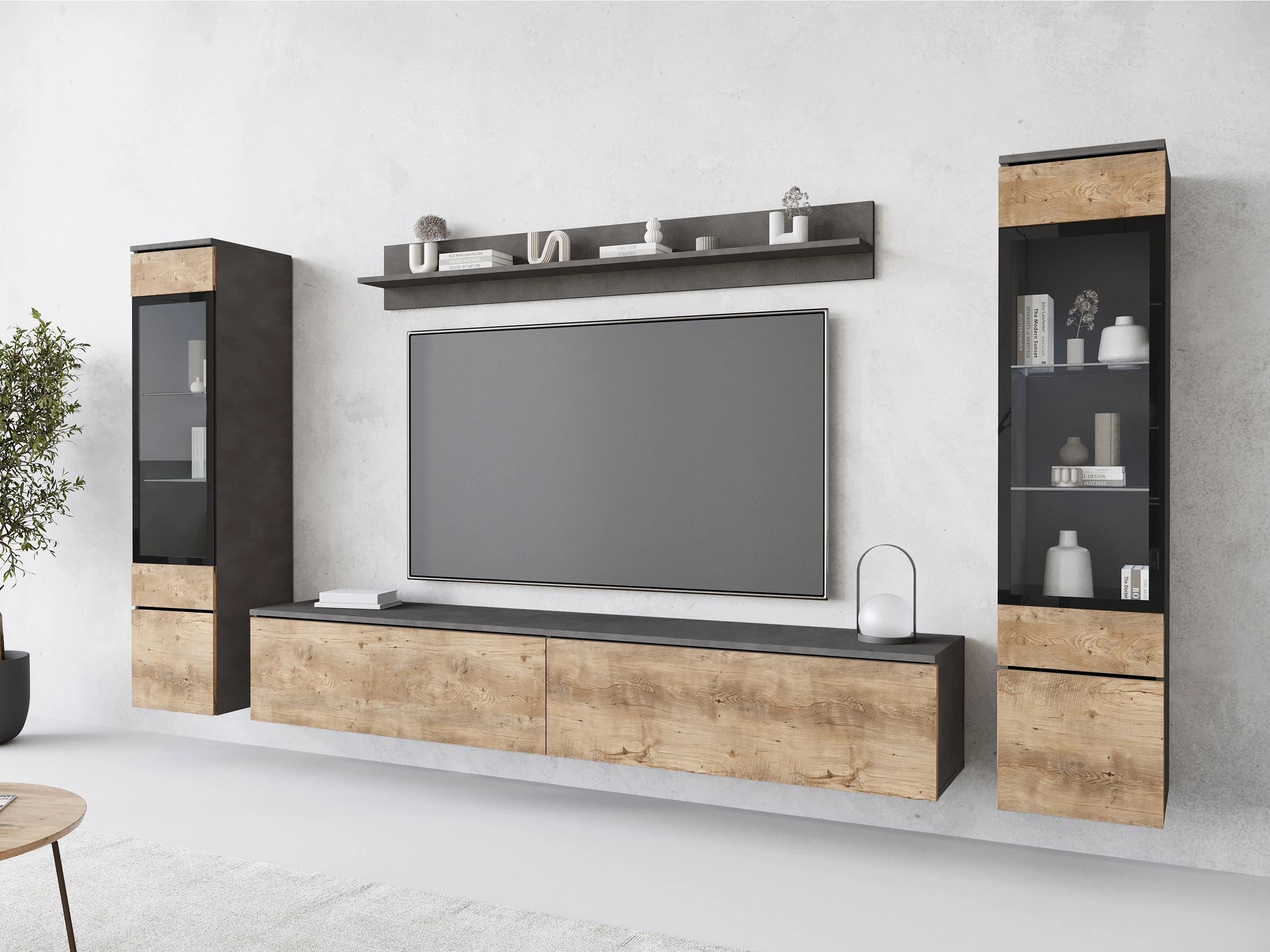 Conjunto para sala de estar Sarasota 126 (Matera cinzento + Castanha)