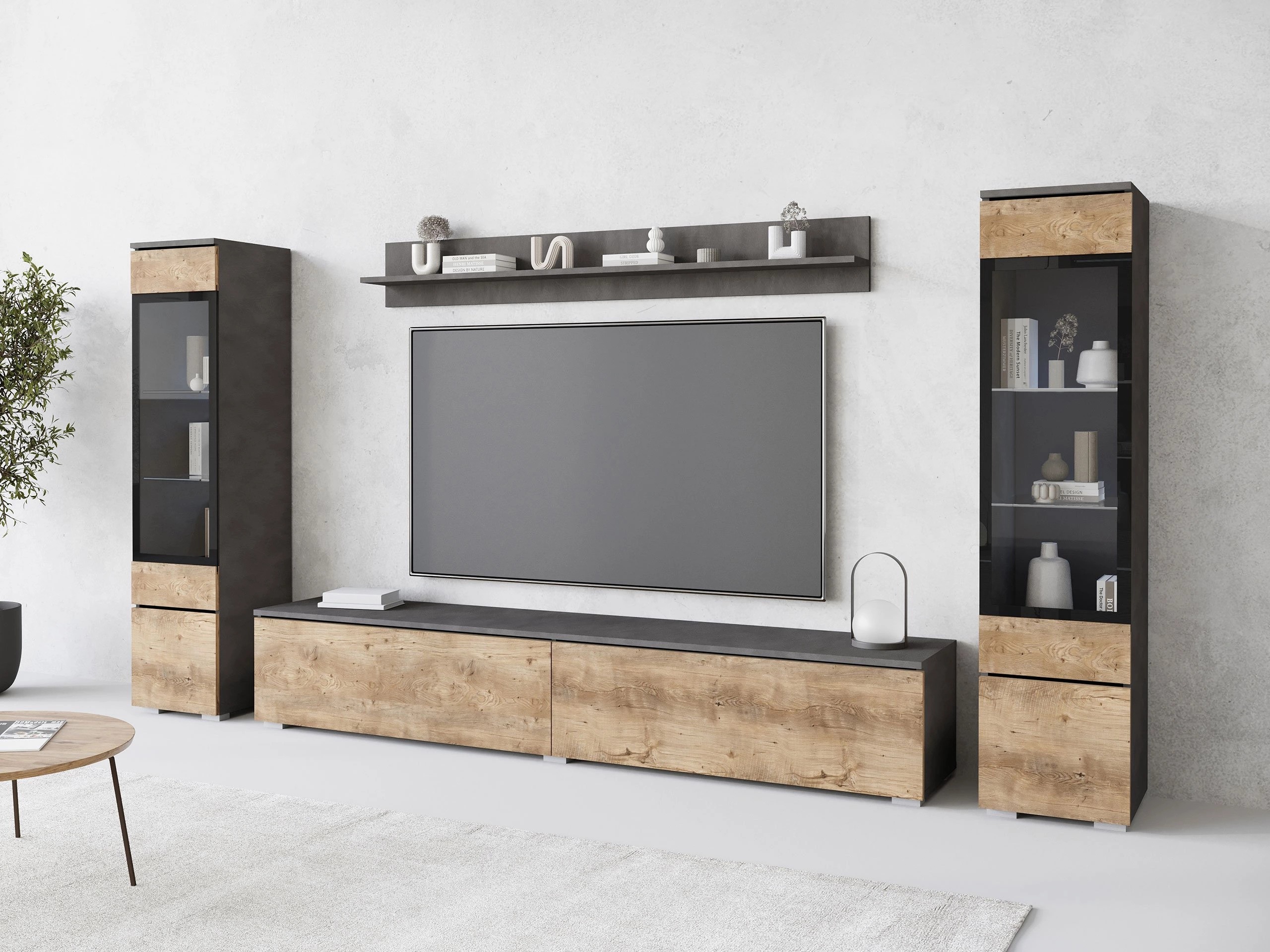 Conjunto para sala de estar Sarasota 126 (Matera cinzento + Castanha)