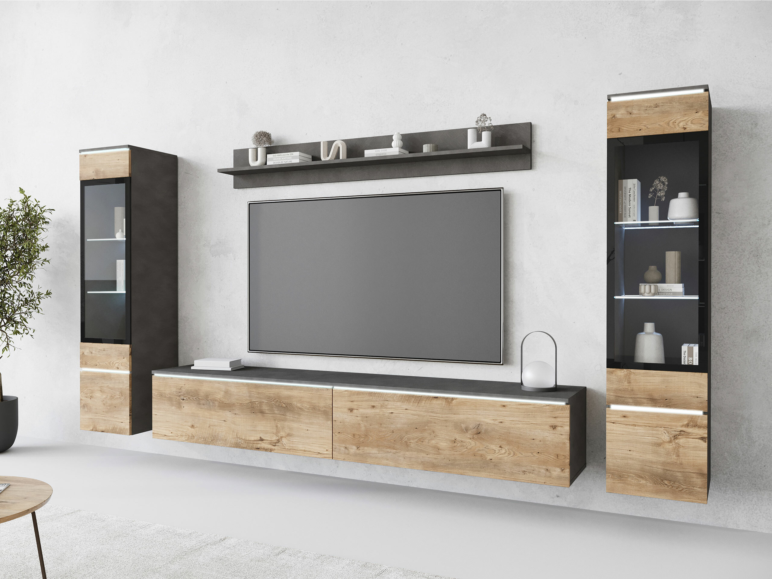 Conjunto para sala de estar Sarasota 126 (Matera cinzento + Castanha)