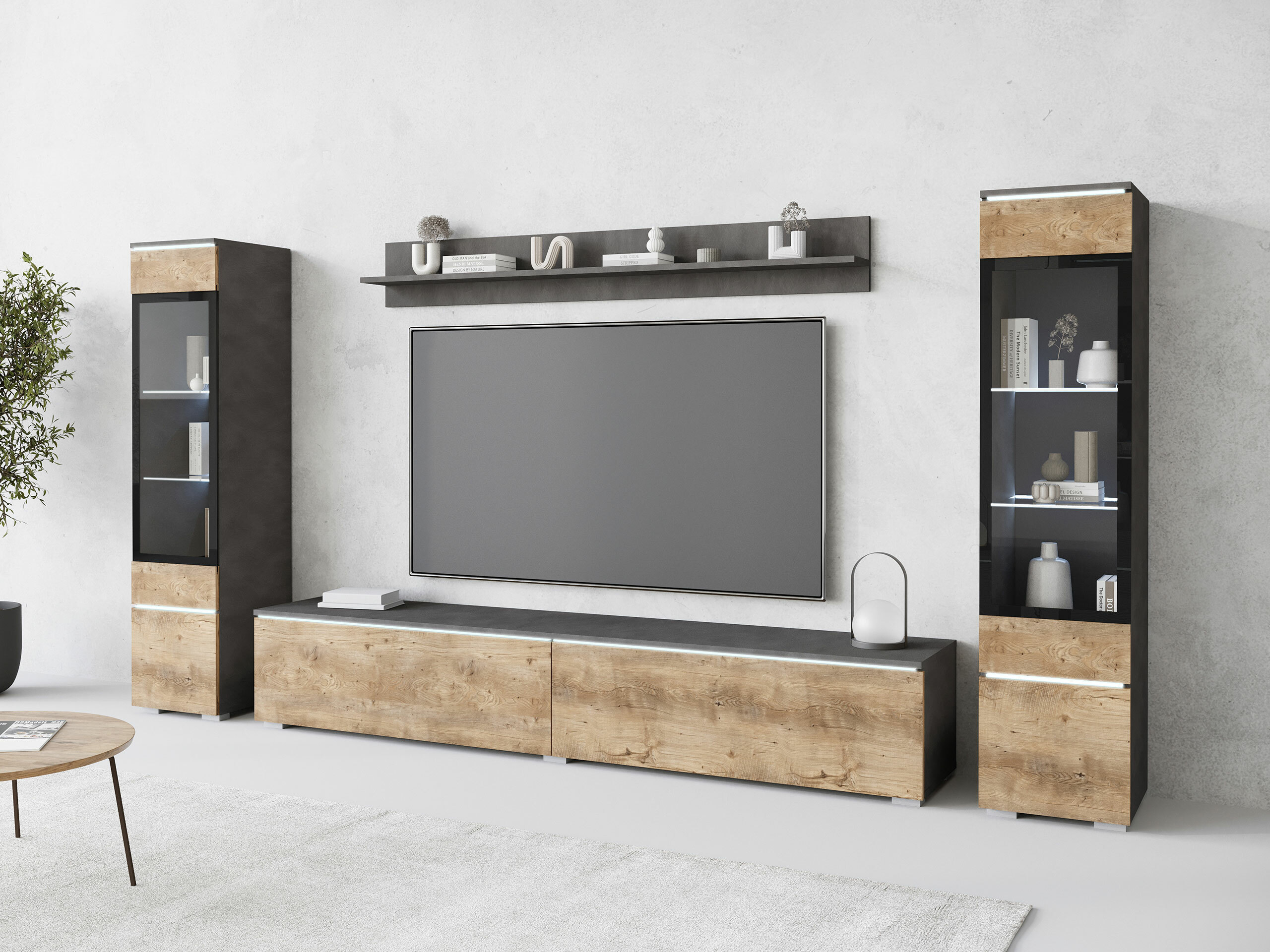 Conjunto para sala de estar Sarasota 126 (Matera cinzento + Castanha)