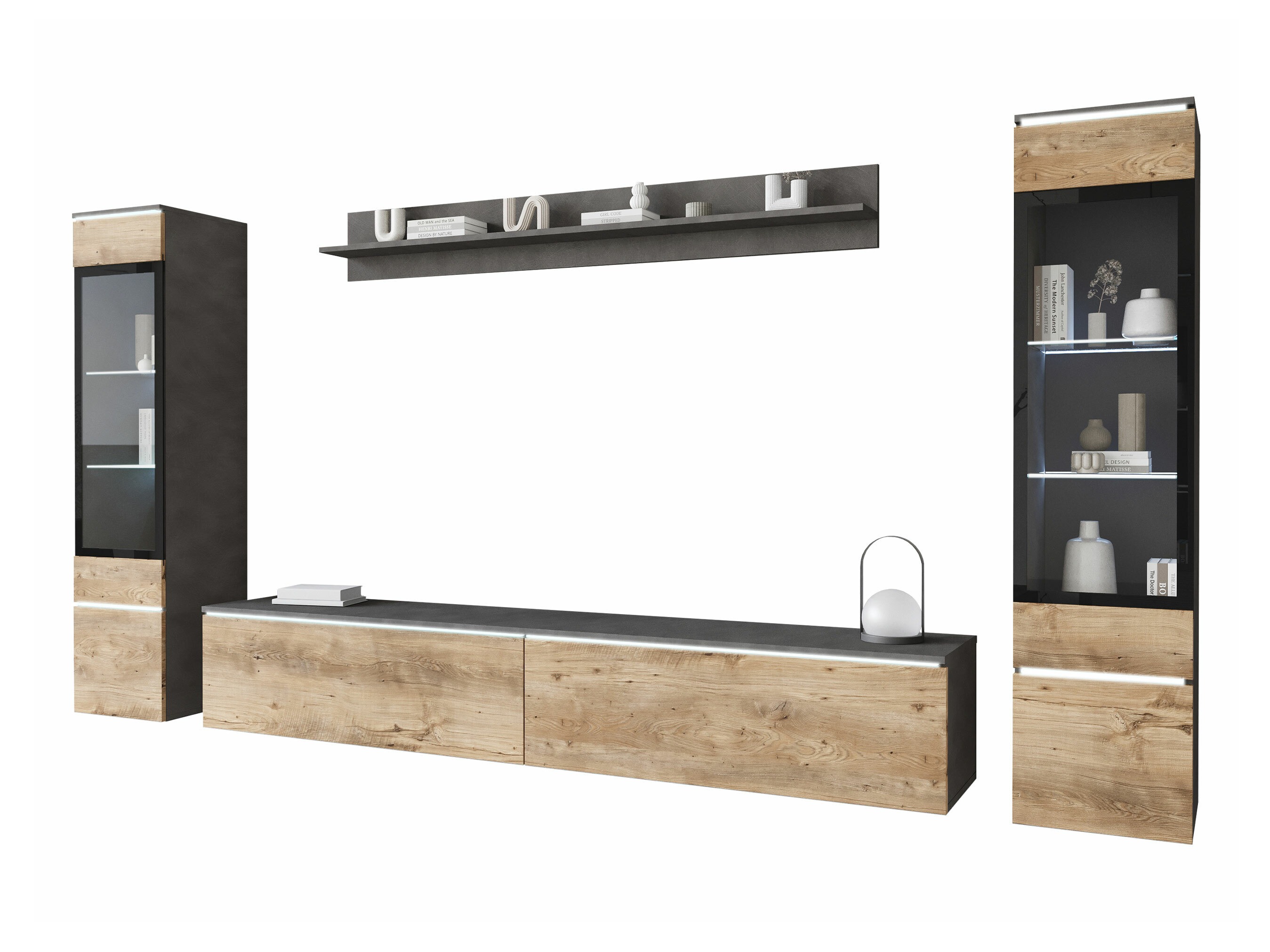 Conjunto para sala de estar Sarasota 126 (Matera cinzento + Castanha)