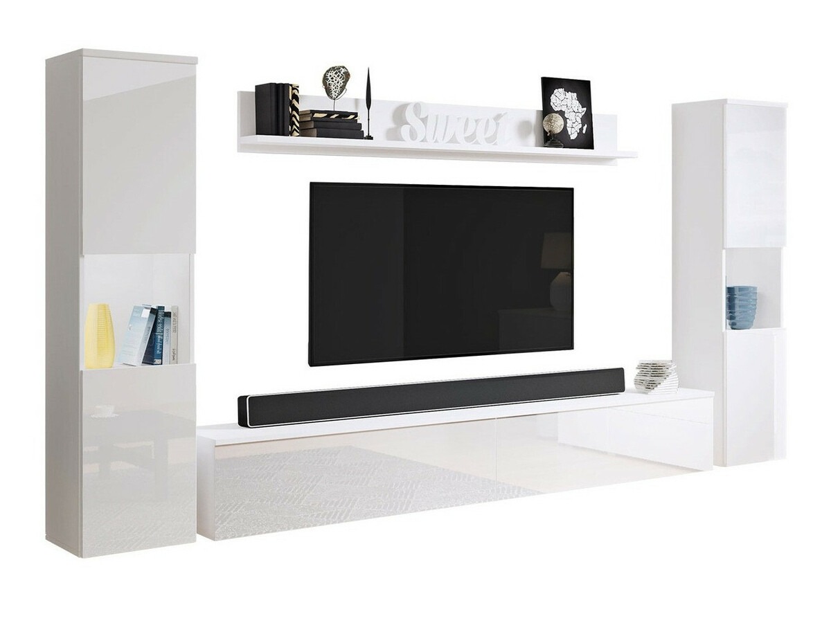 Conjunto para sala de estar Sarasota 131 (Branco + Branco brilhante)