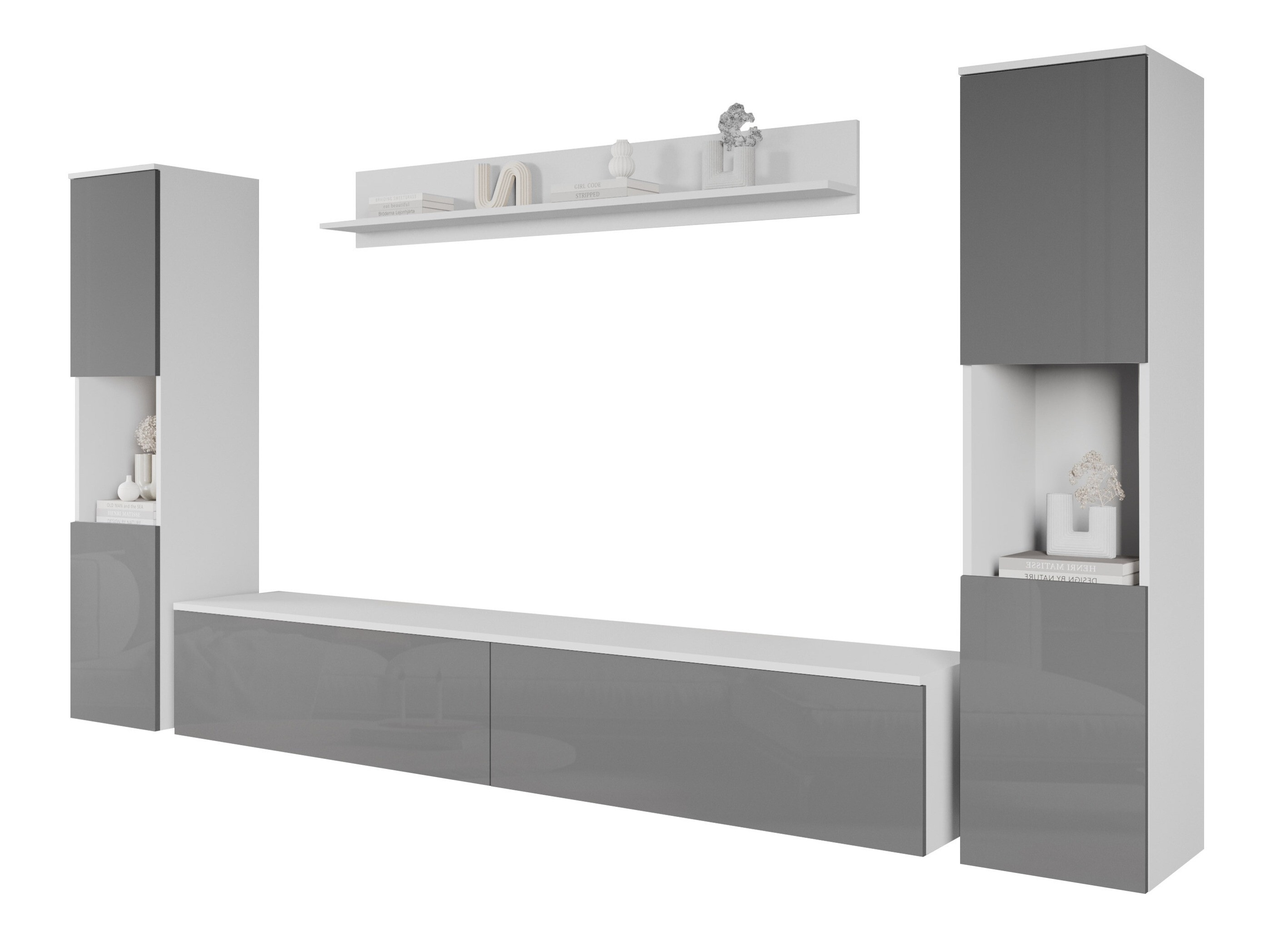 Conjunto para sala de estar Sarasota 131 (Branco + Cinzento brilhante)