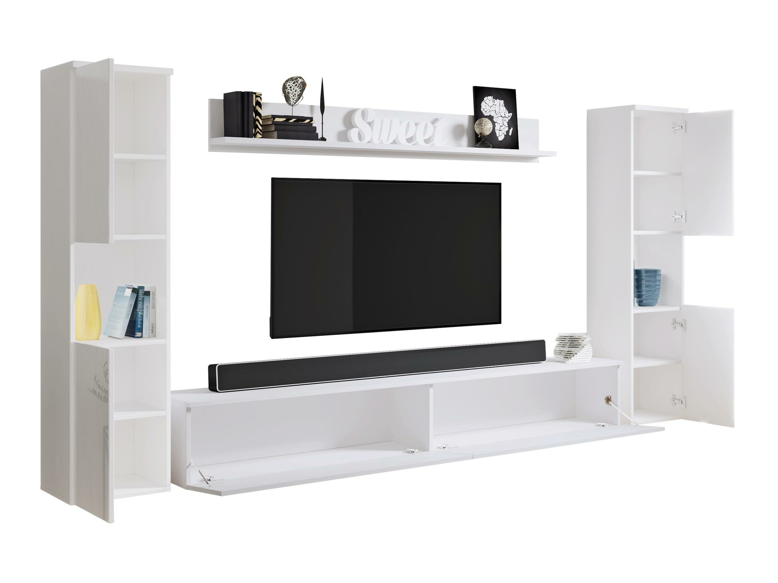 Conjunto para sala de estar Sarasota 131 (Branco + Cinzento brilhante)