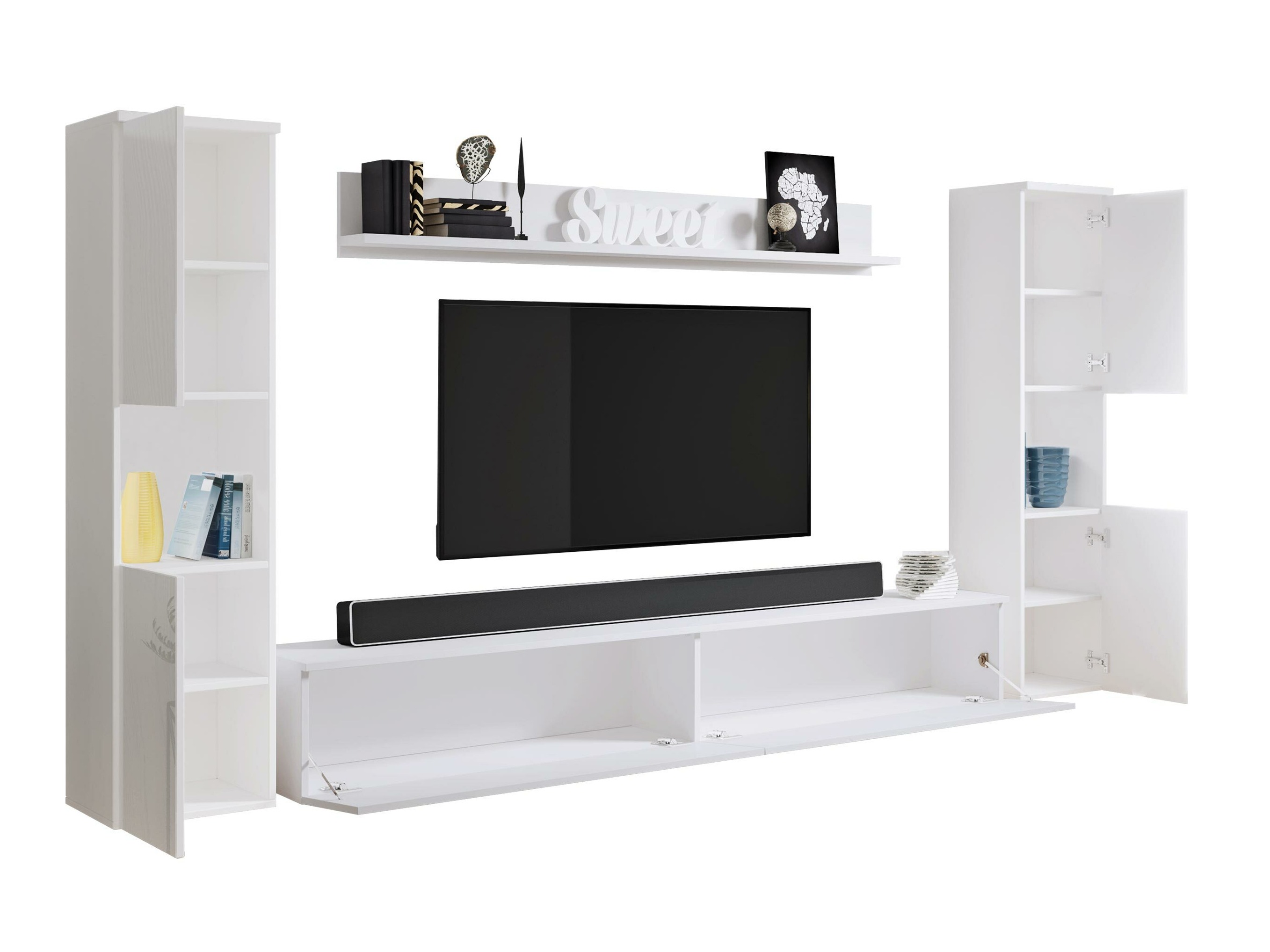 Conjunto para sala de estar Sarasota 131 (Branco + Cinzento brilhante)