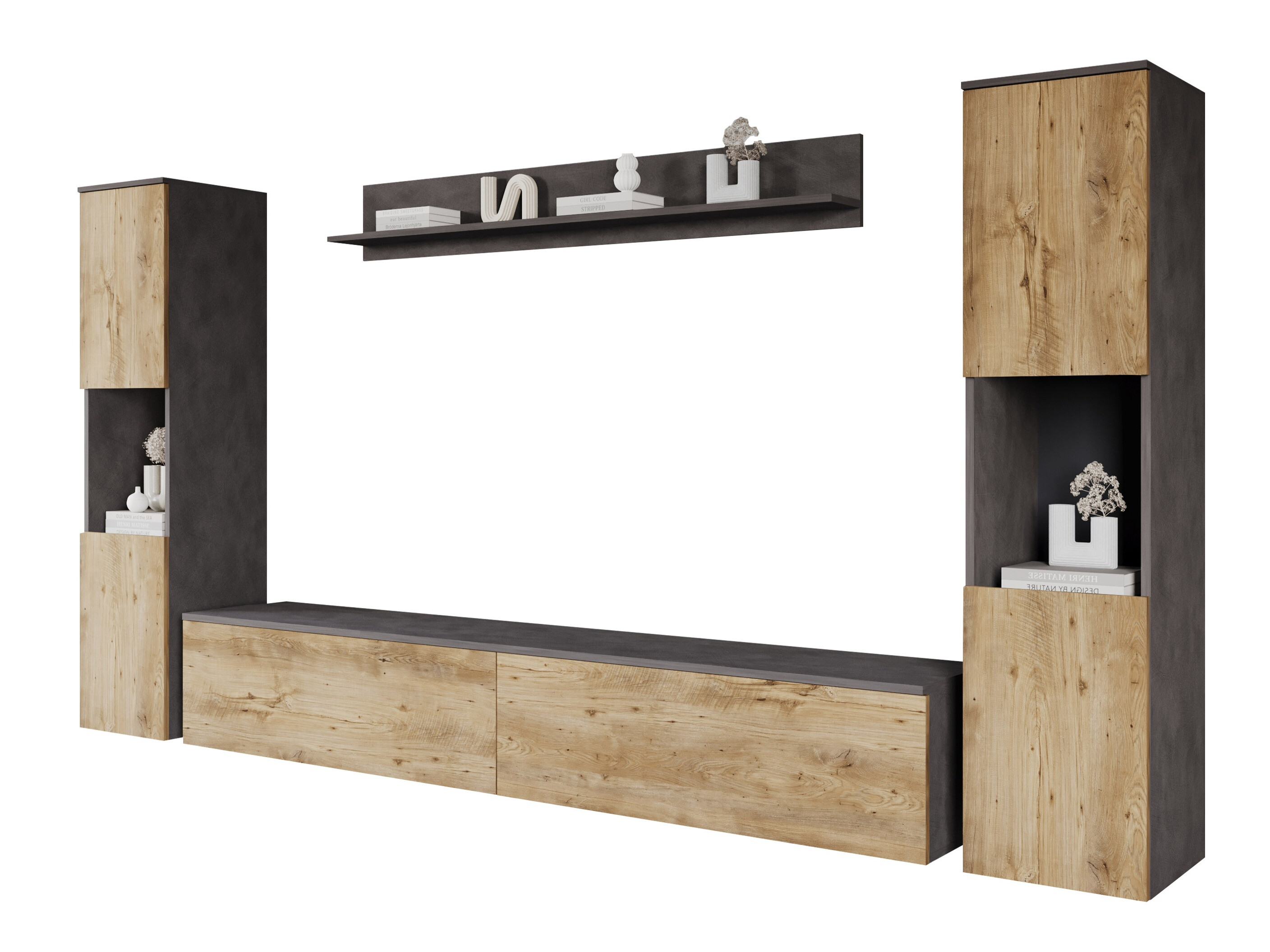 Conjunto para sala de estar Sarasota 131 (Matera cinzento + Castanha)