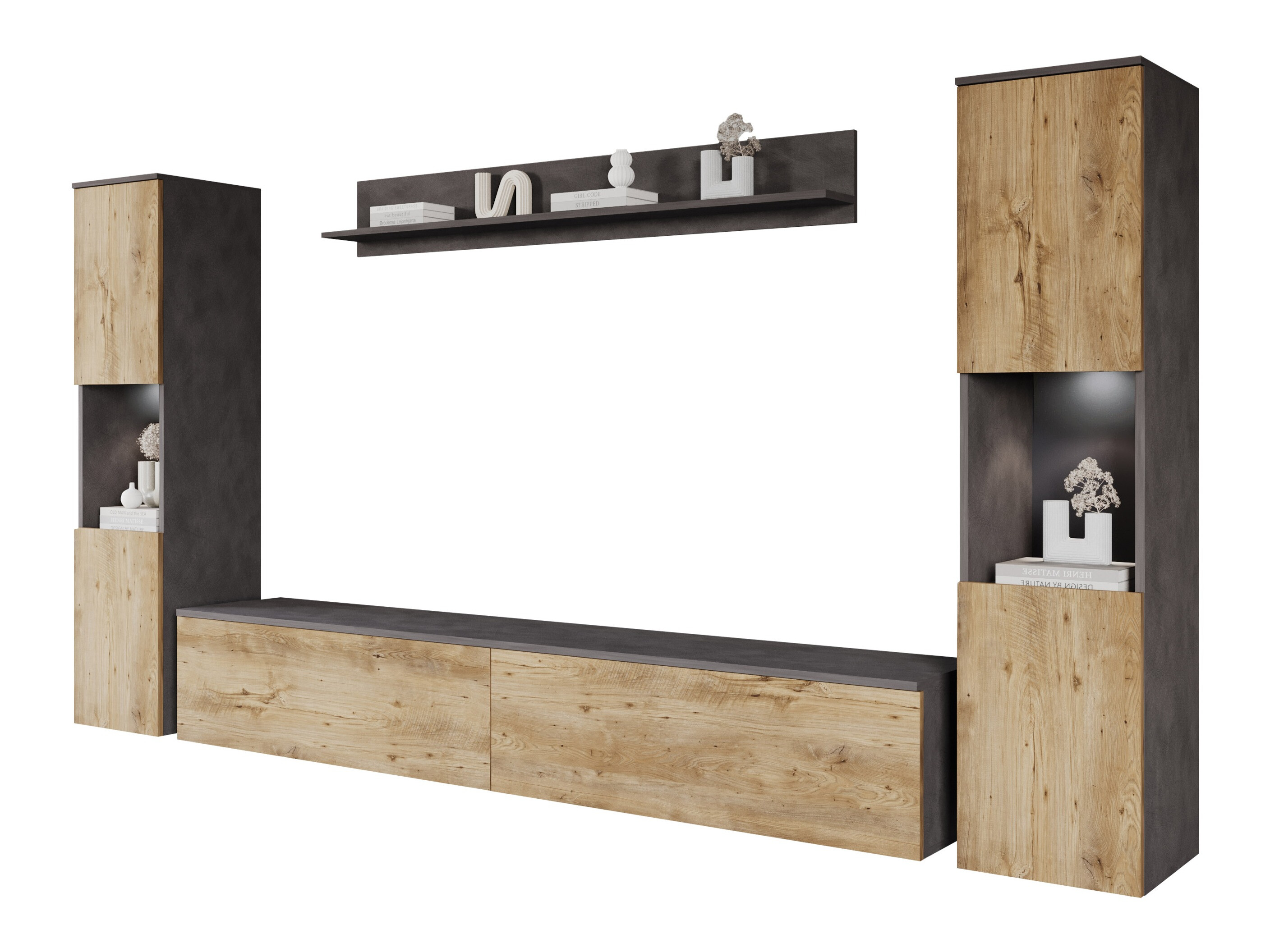 Conjunto para sala de estar Sarasota 131 (Matera cinzento + Castanha)