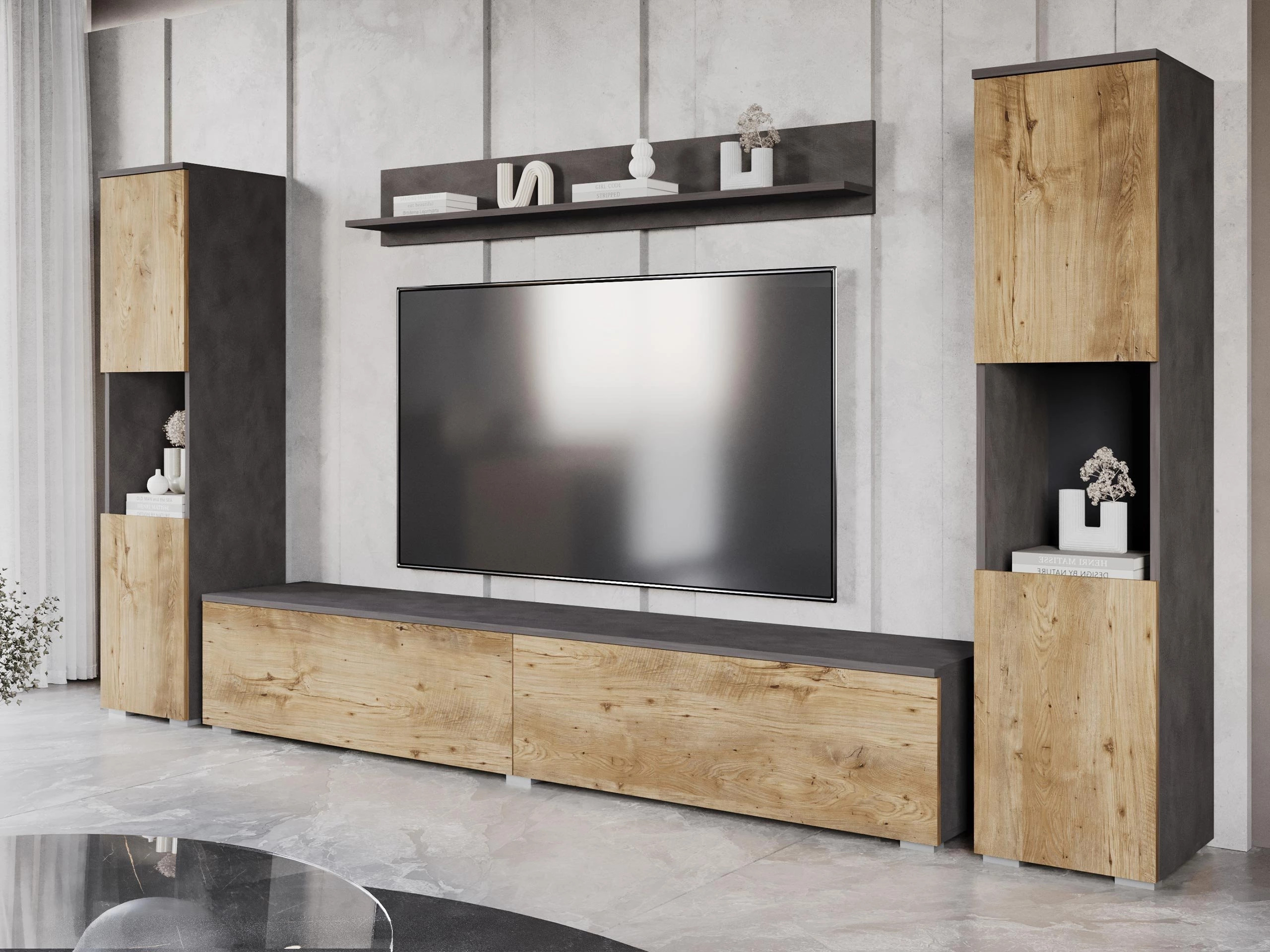Conjunto para sala de estar Sarasota 131 (Matera cinzento + Castanha)