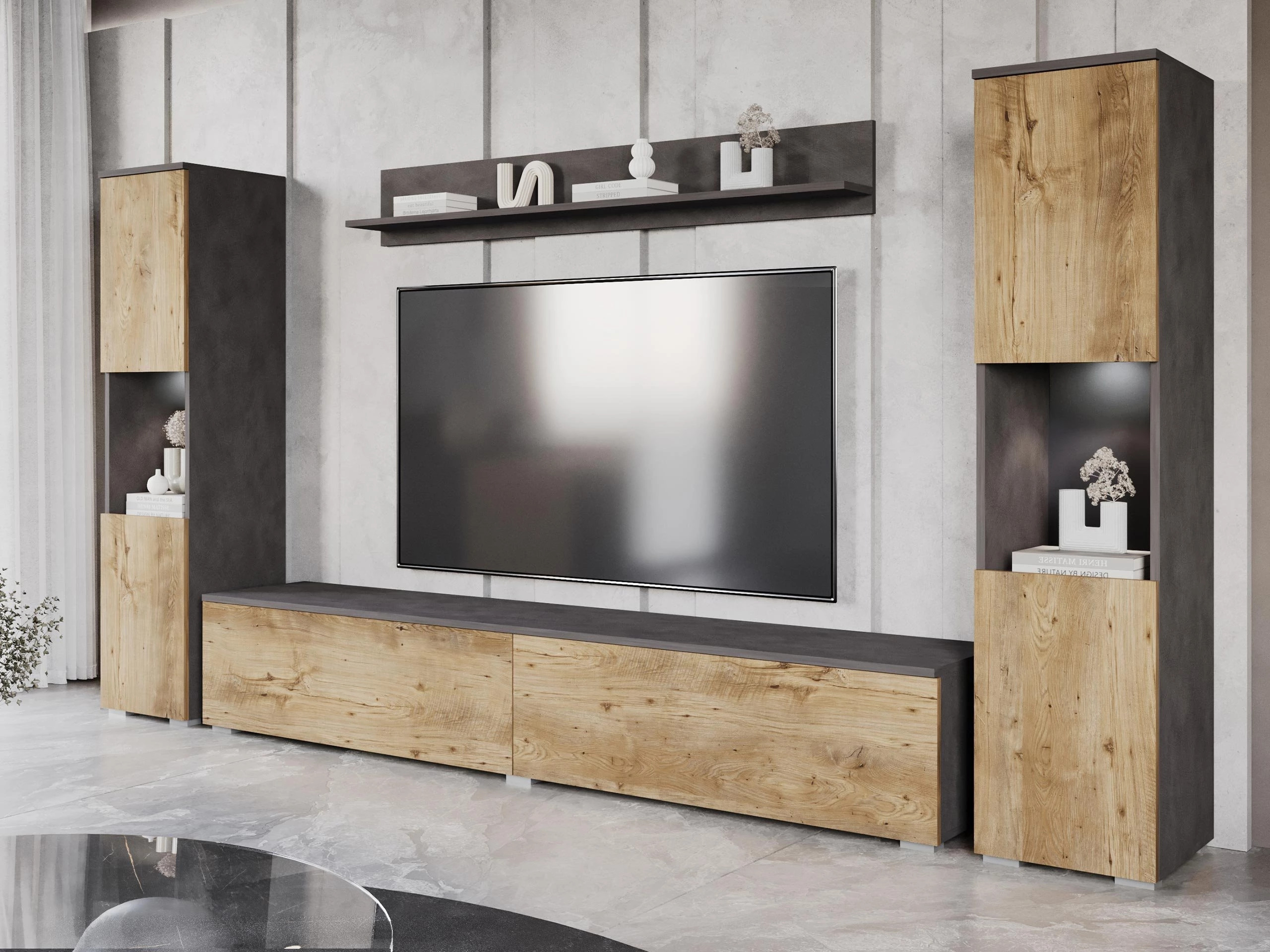 Conjunto para sala de estar Sarasota 131 (Matera cinzento + Castanha)