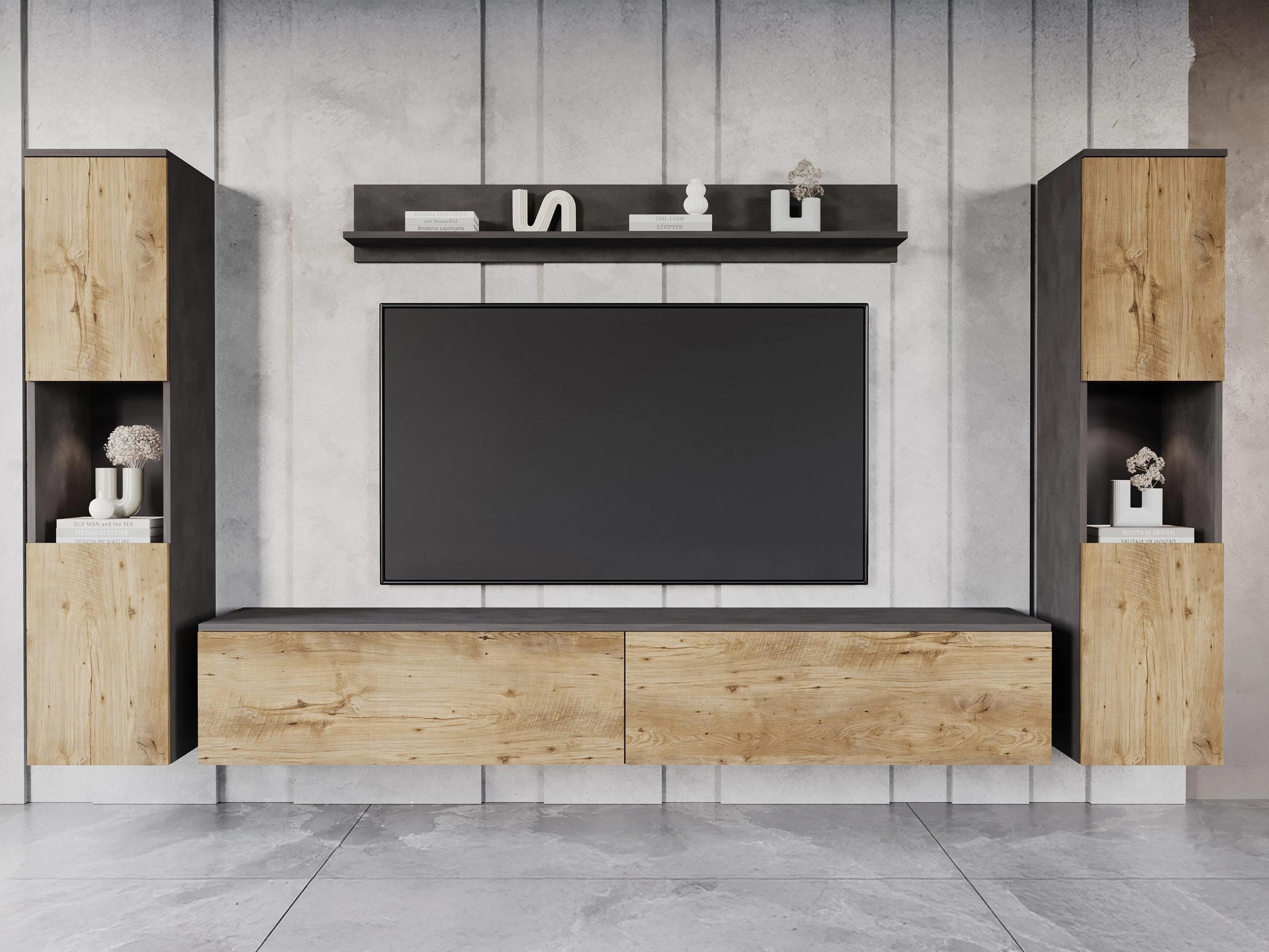 Conjunto para sala de estar Sarasota 131 (Matera cinzento + Castanha)