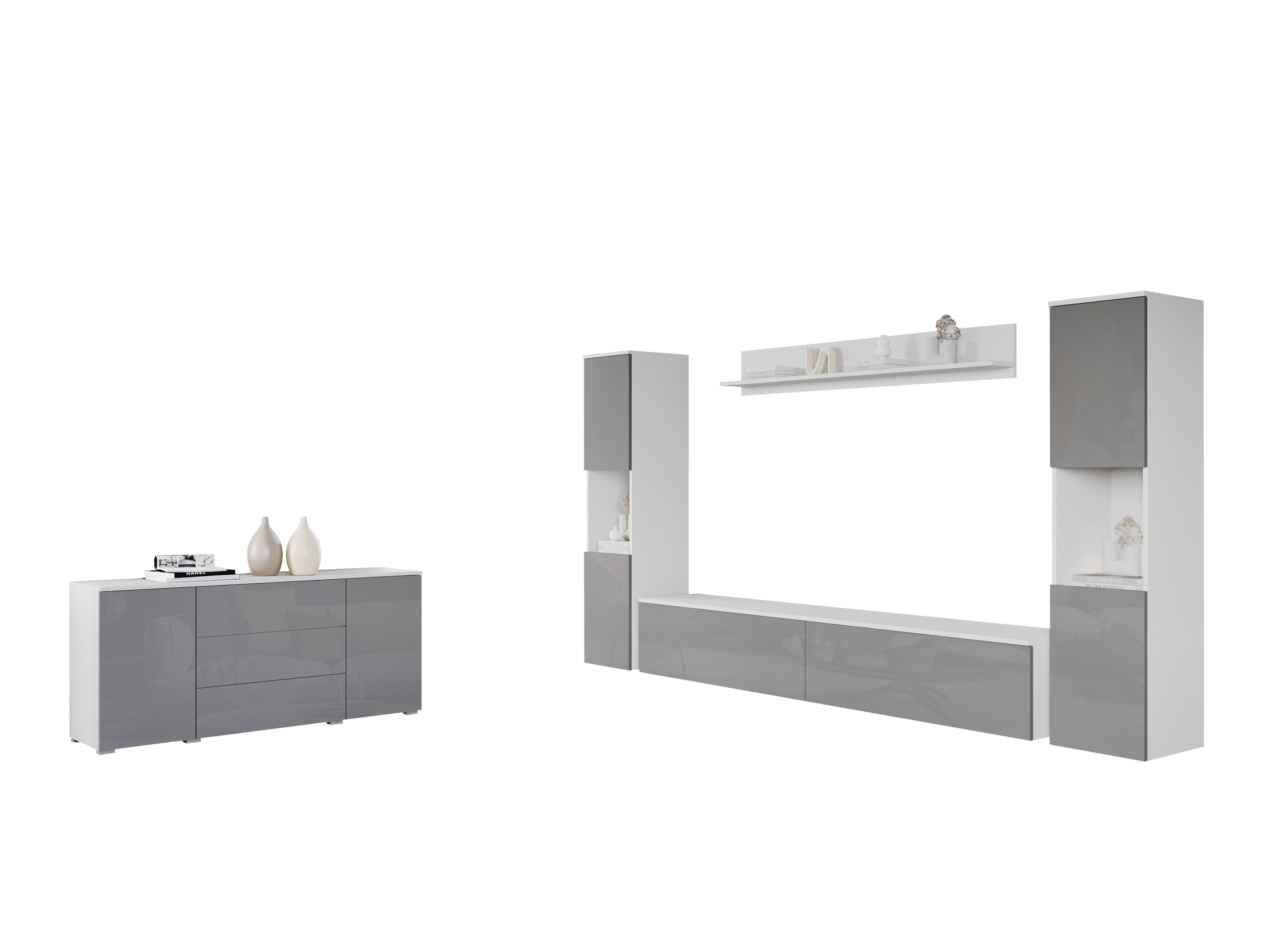 Conjunto para sala de estar Sarasota 133 (Branco + Branco brilhante)