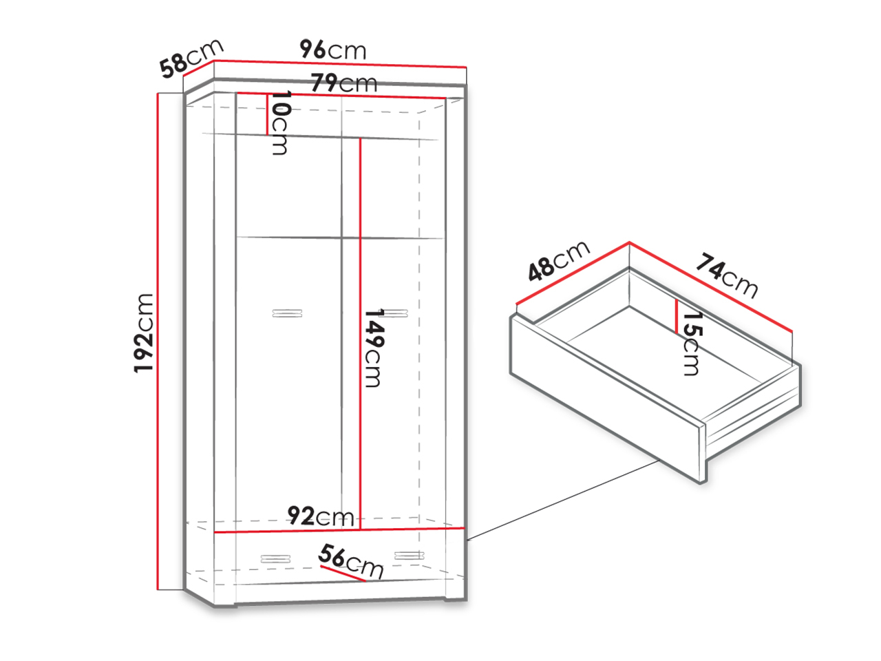 Roupeiro Serfeno 100 (Madeira de freixo escura)