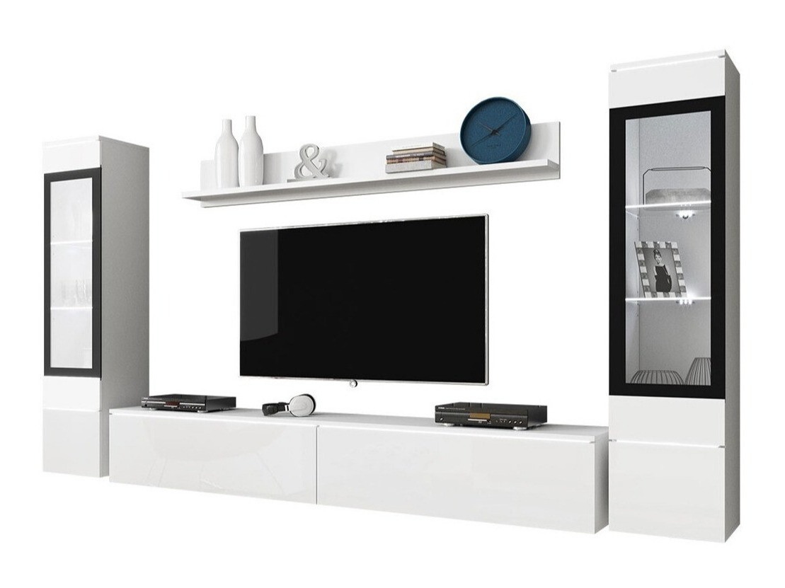 Conjunto para sala de estar Mirfivo 101 (Branco + Branco brilhante)